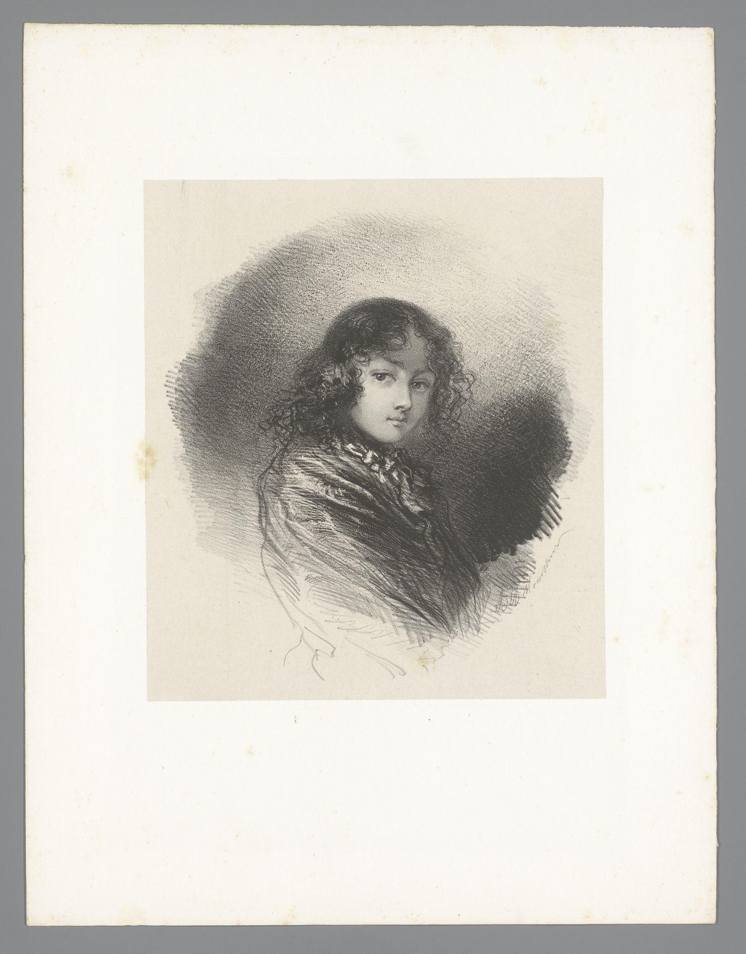 Jongen met donker krullend haar by Adolphe Mouilleron