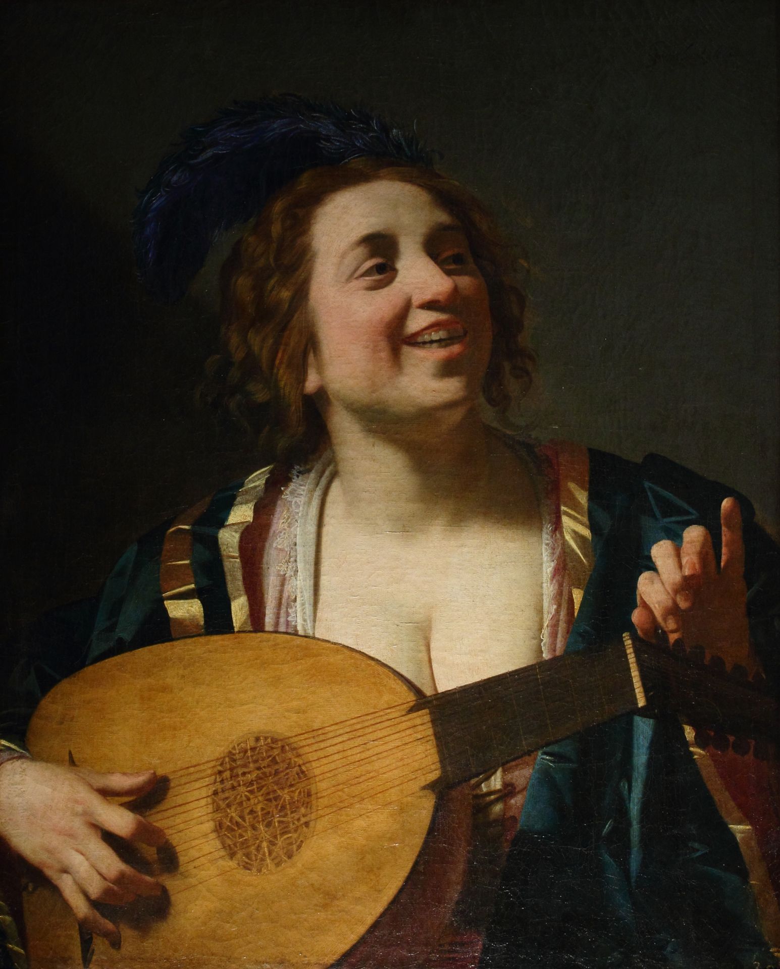 Femme Acoordant Son Luth by Gerard van Honthorst