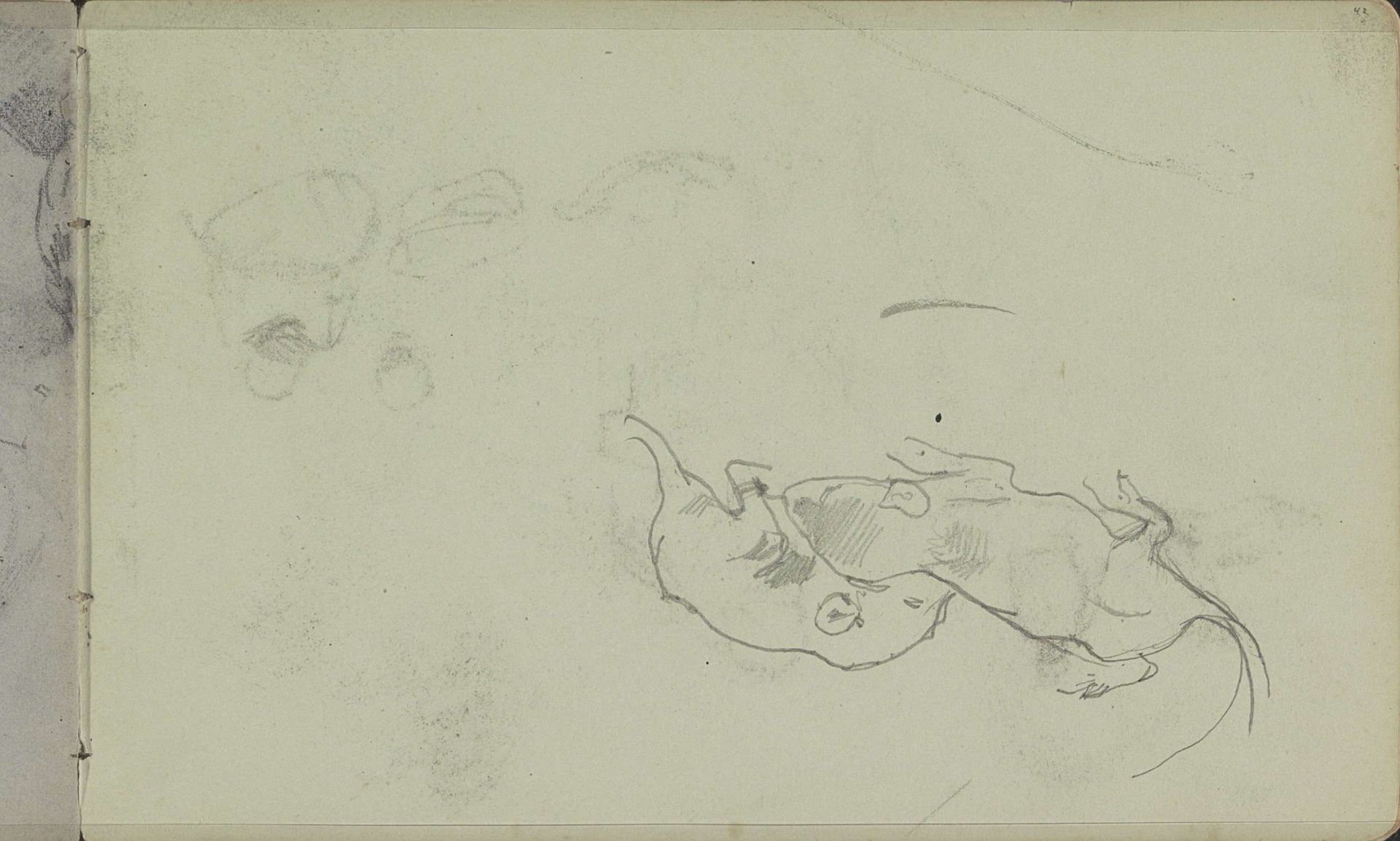 Twee dieren, mogelijk ratten of muizen by George Hendrik Breitner