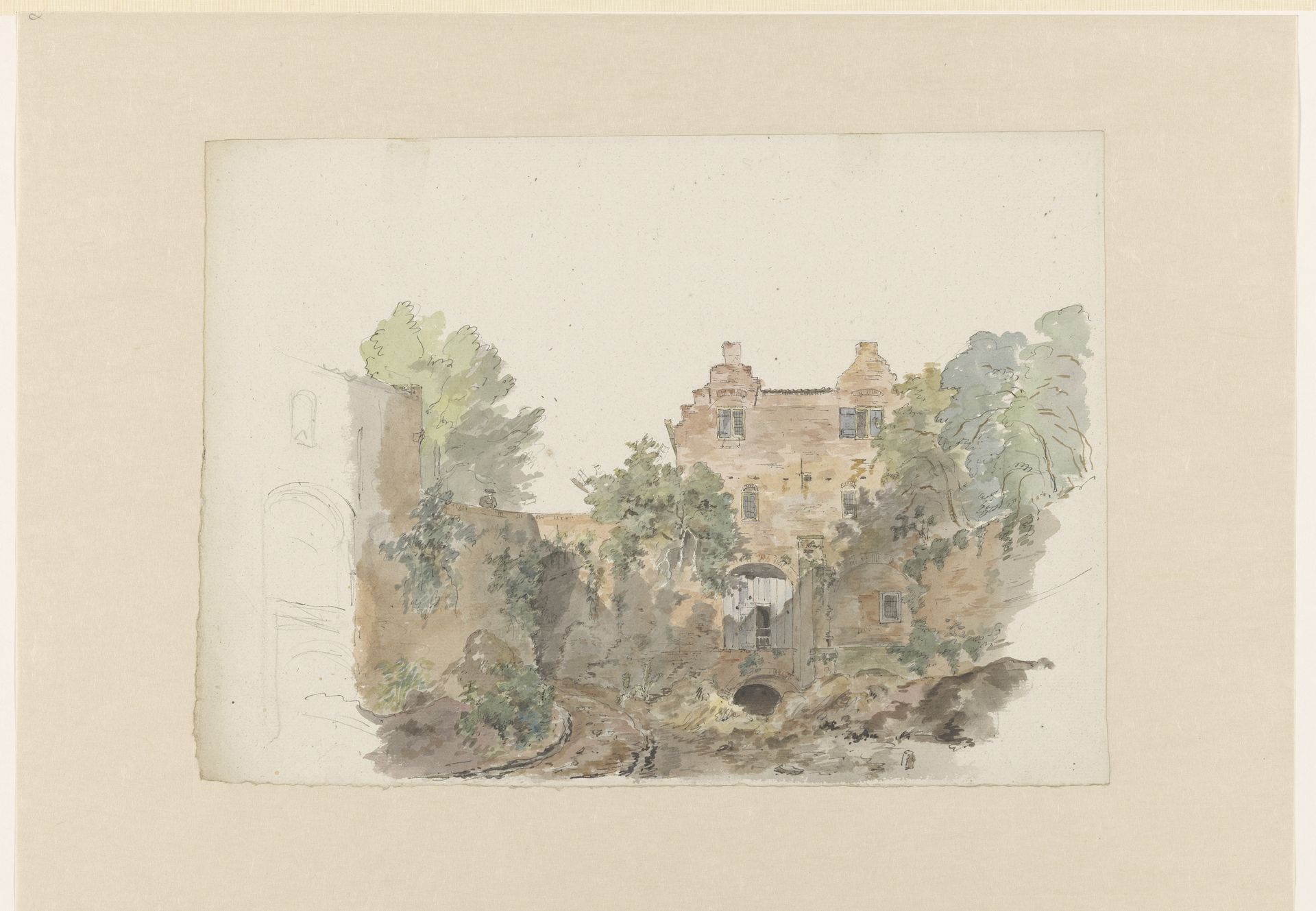 Oude huizen op een stadswal by Bruno van Straaten