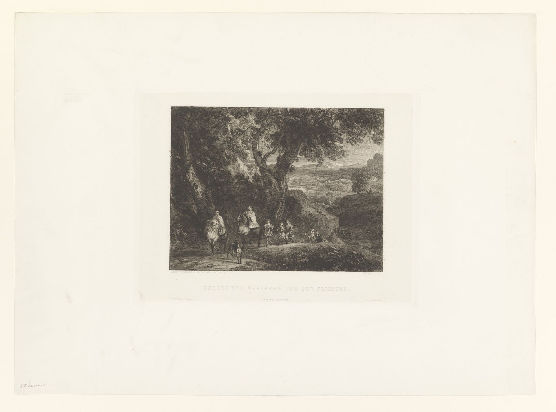 Heuvellandschap met Rudolf von Habsburg en de priester by William Unger