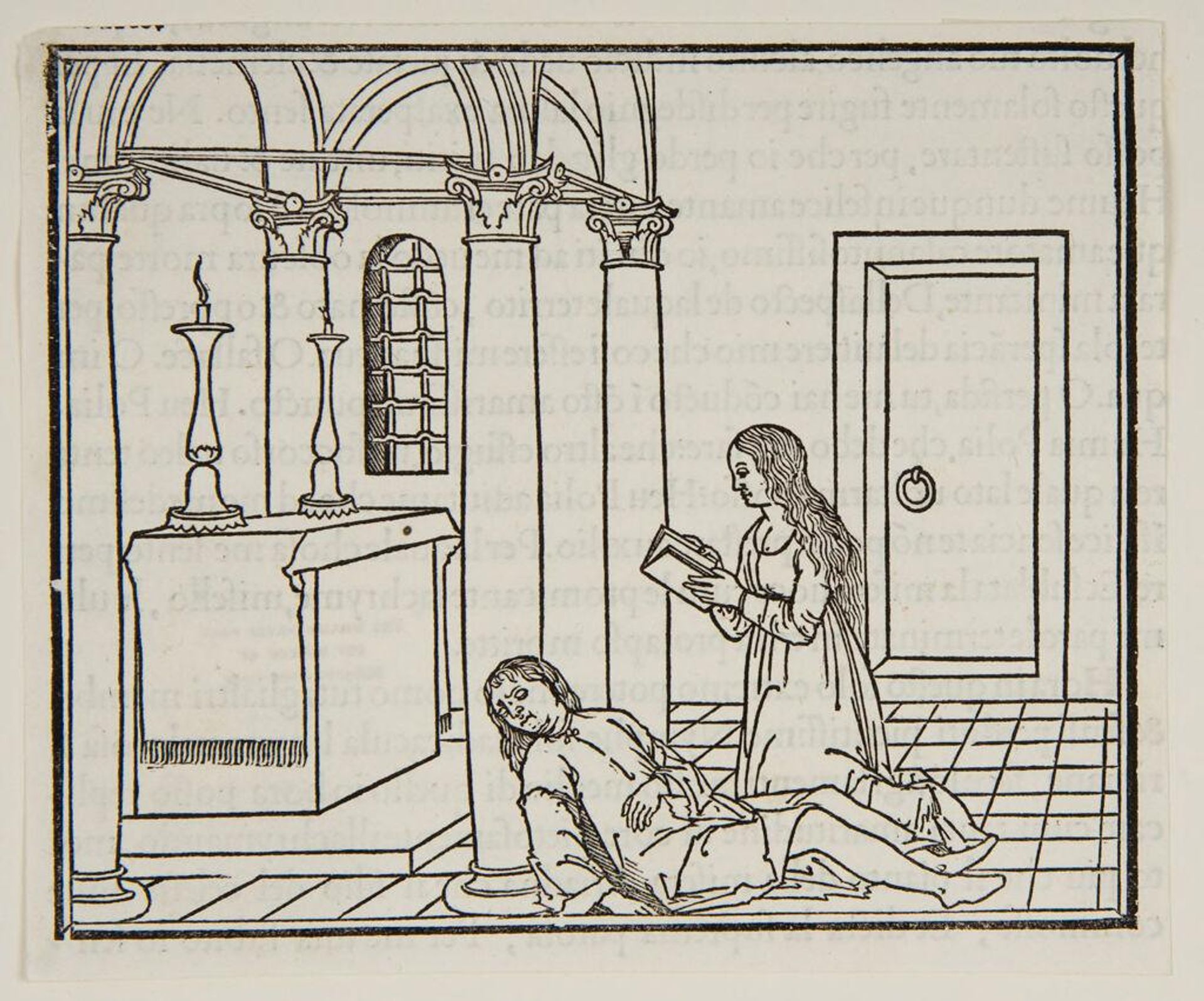 From the Second Book of Hypnerotomachia - Polia and Poliphilus in the temple of the maiden-divinity (fol. a viii verso) by Anonymous