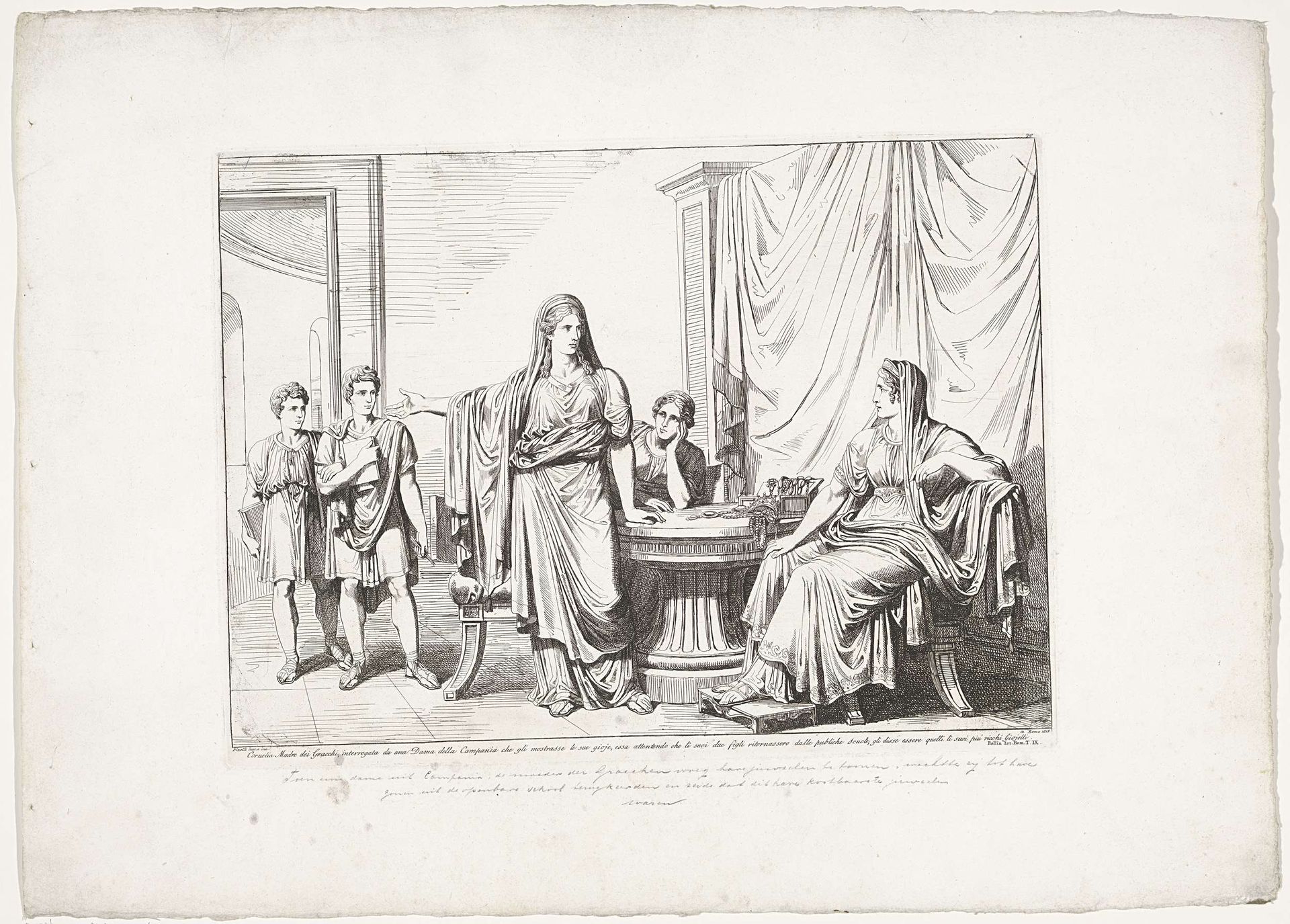 De moeder van de Gracchen toont haar juwelen by Bartolomeo Pinelli
