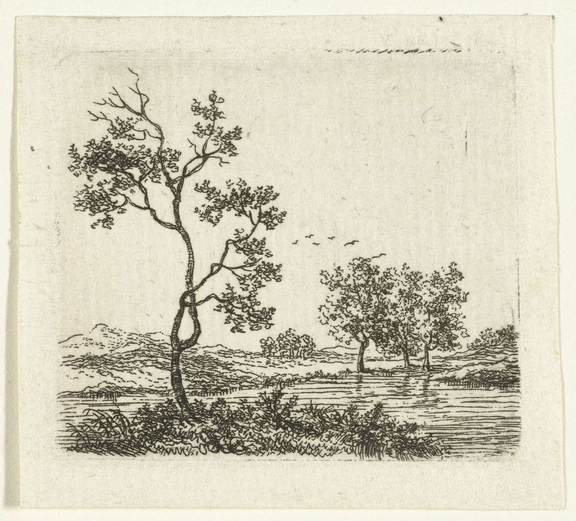 Rivierlandschap met bomen by Ernst Willem Jan Bagelaar