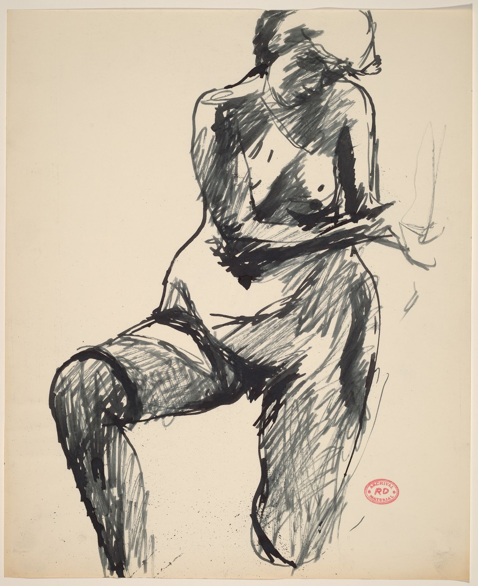 Untitled [standing nude with her hands in front of her face] by Richard Diebenkorn