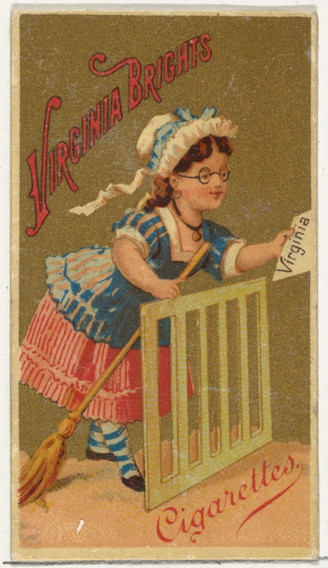 From the Girls and Children series (N64) promoting Virginia Brights Cigarettes for Allen & Ginter brand tobacco products by Allen & Ginter