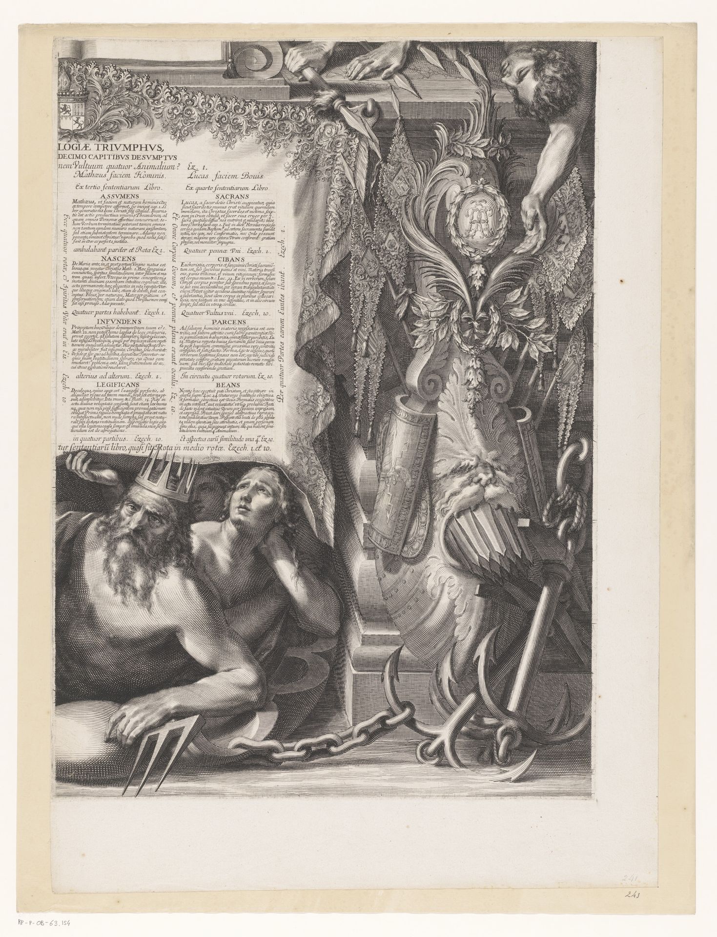 Allegorische voorstelling met Armand-Jean du Plessis hertog van Richelieu, in het gezelschap van Apollo en Neptunus (deel rechtsonder) by Grégoire Huret