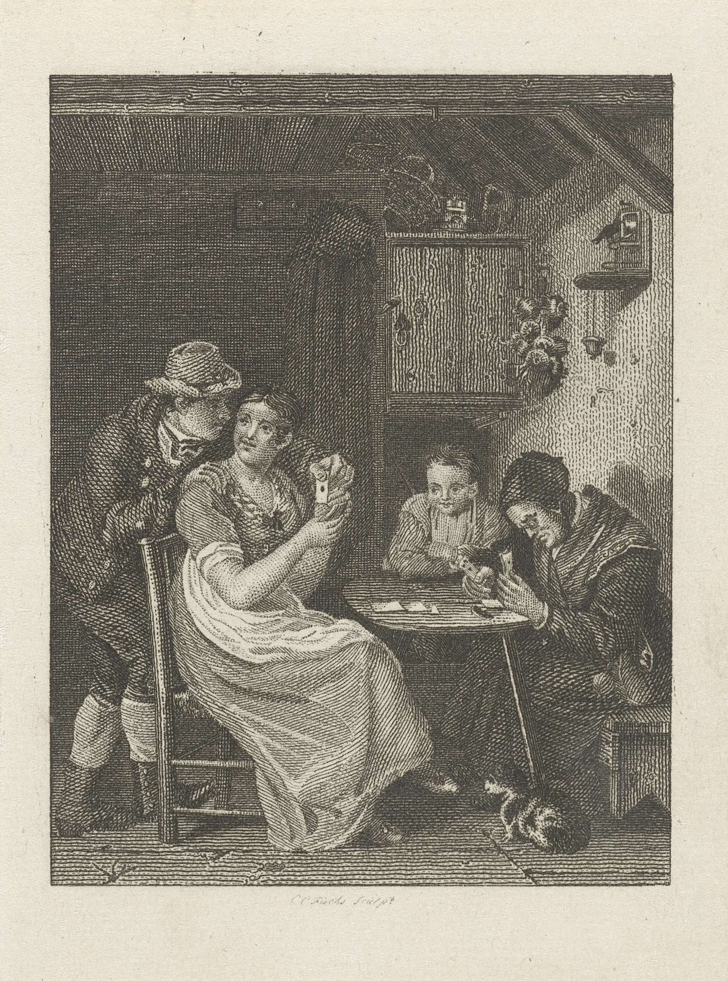 Kaartspelende familie by Carl Cristiaan Fuchs