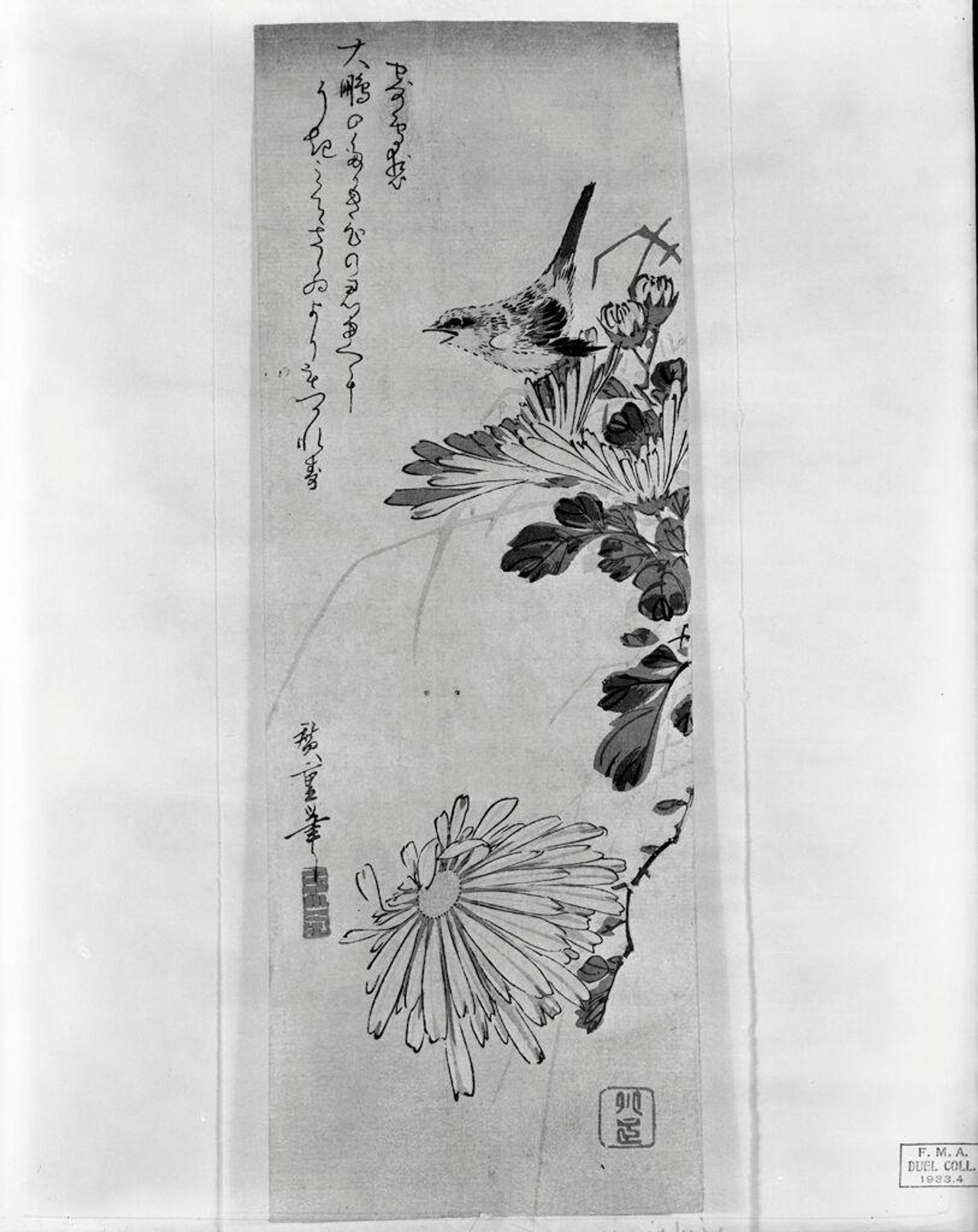CANARY AND CHRYSANTHEMUN by Utagawa Hiroshige