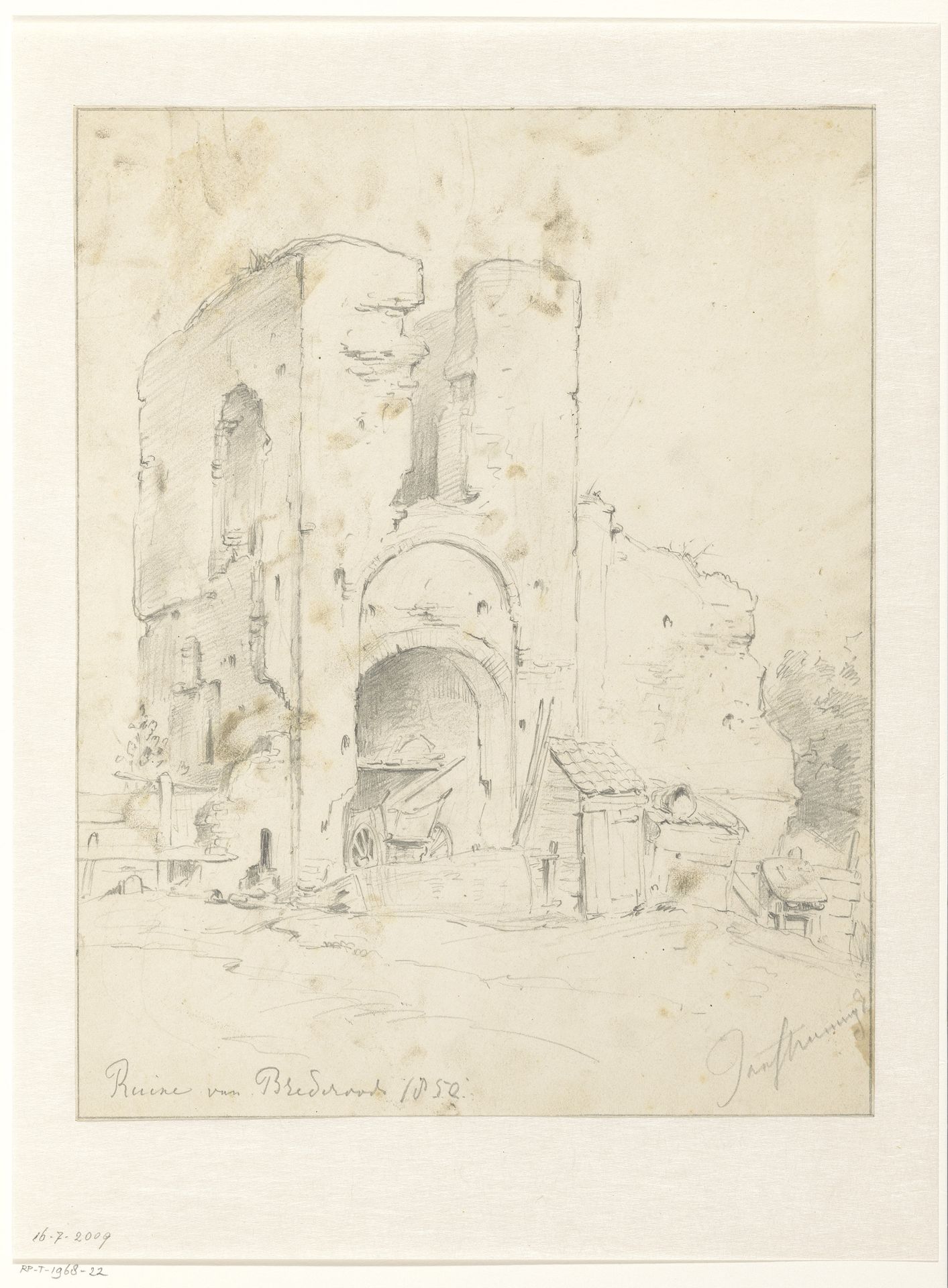 Verbrande toren van ruïne van kasteel Brederode by Jan Striening