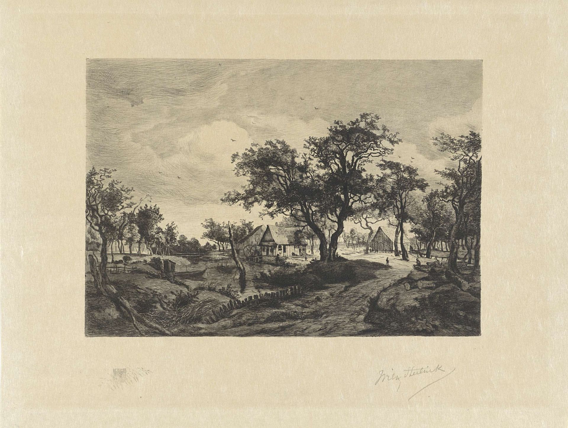 Landschap met watermolen by Willem (II) Steelink