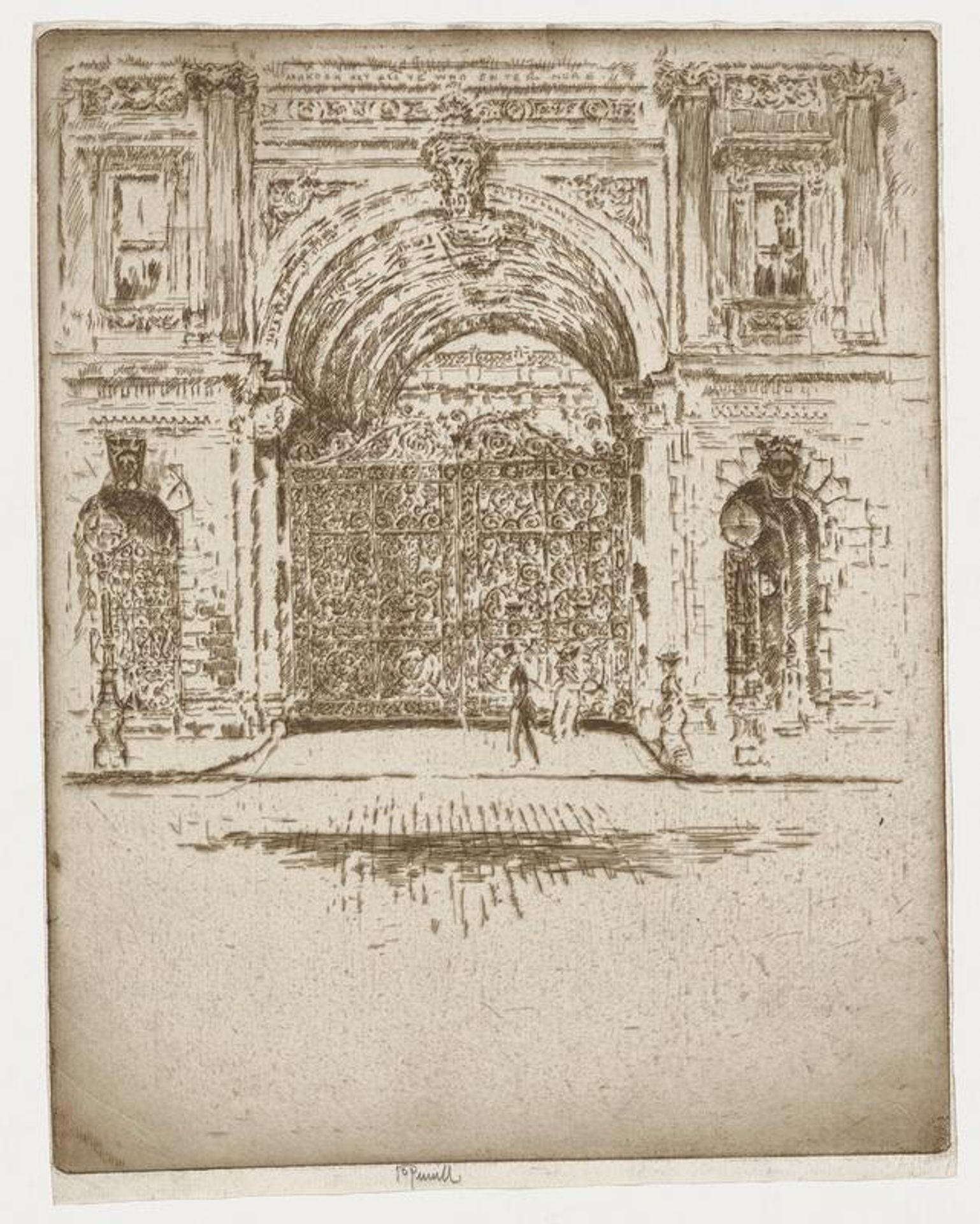 Gate of Burlington House (Royal Academy) by Joseph Pennell