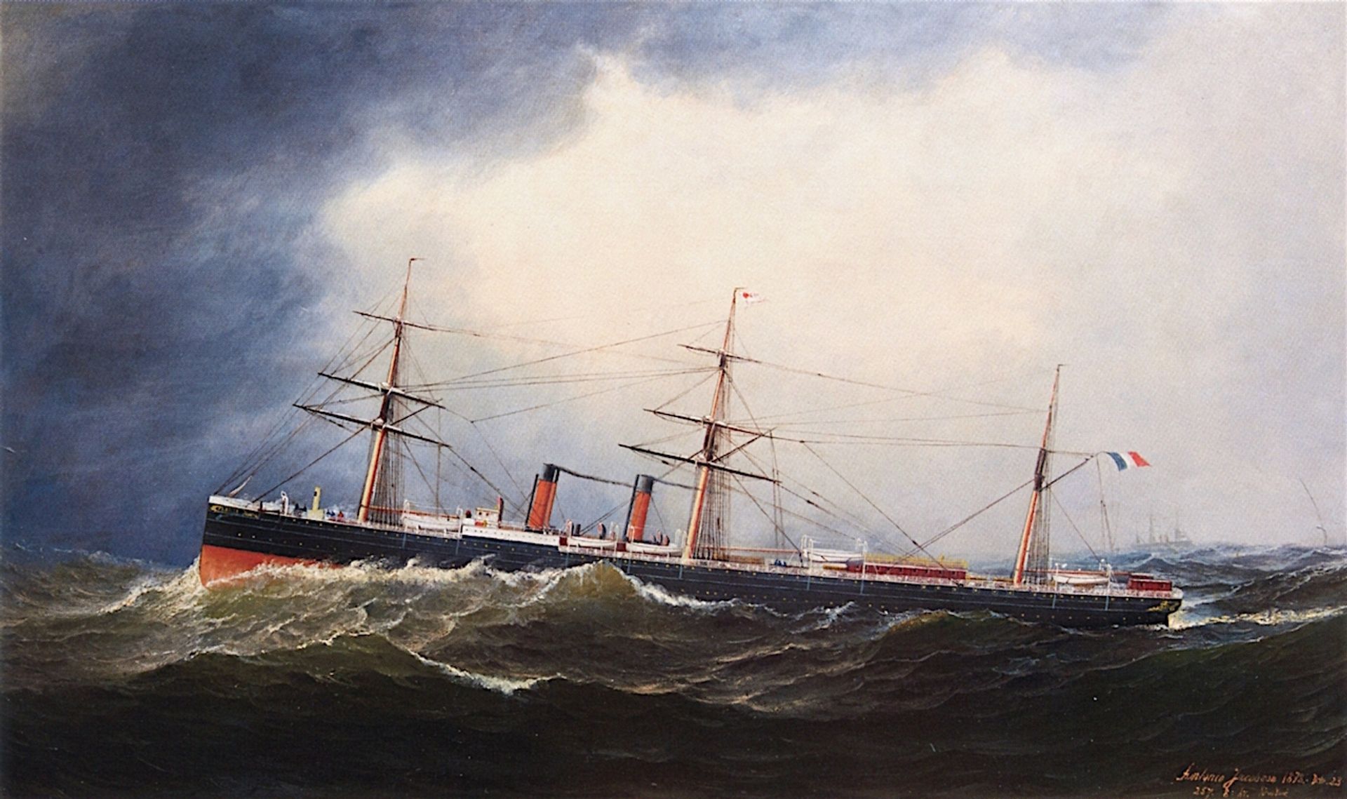 The S. S. France of the French Line at Sea by Antonio Jacobsen
