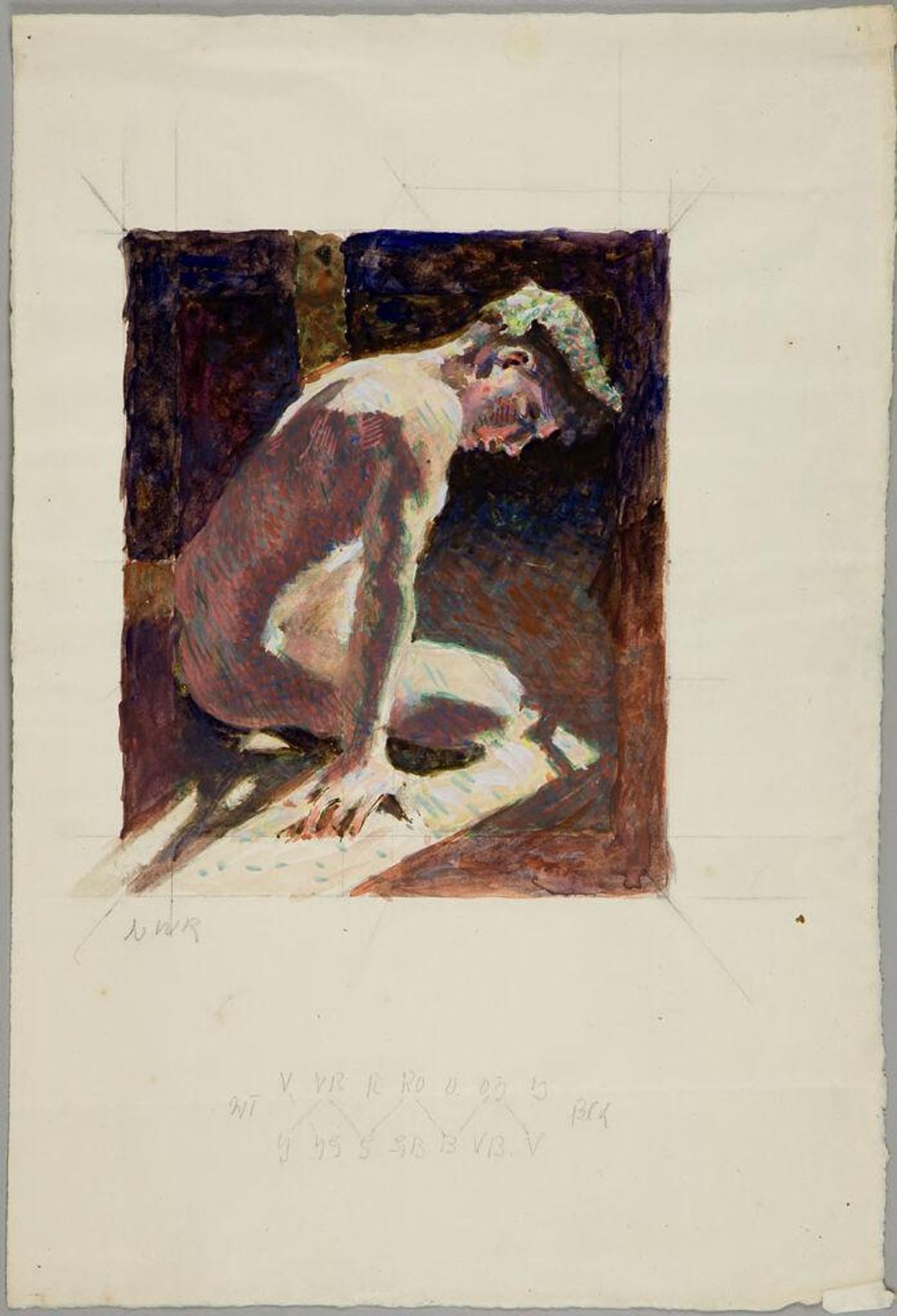 Seated Male Nude with Cap by Denman Waldo Ross