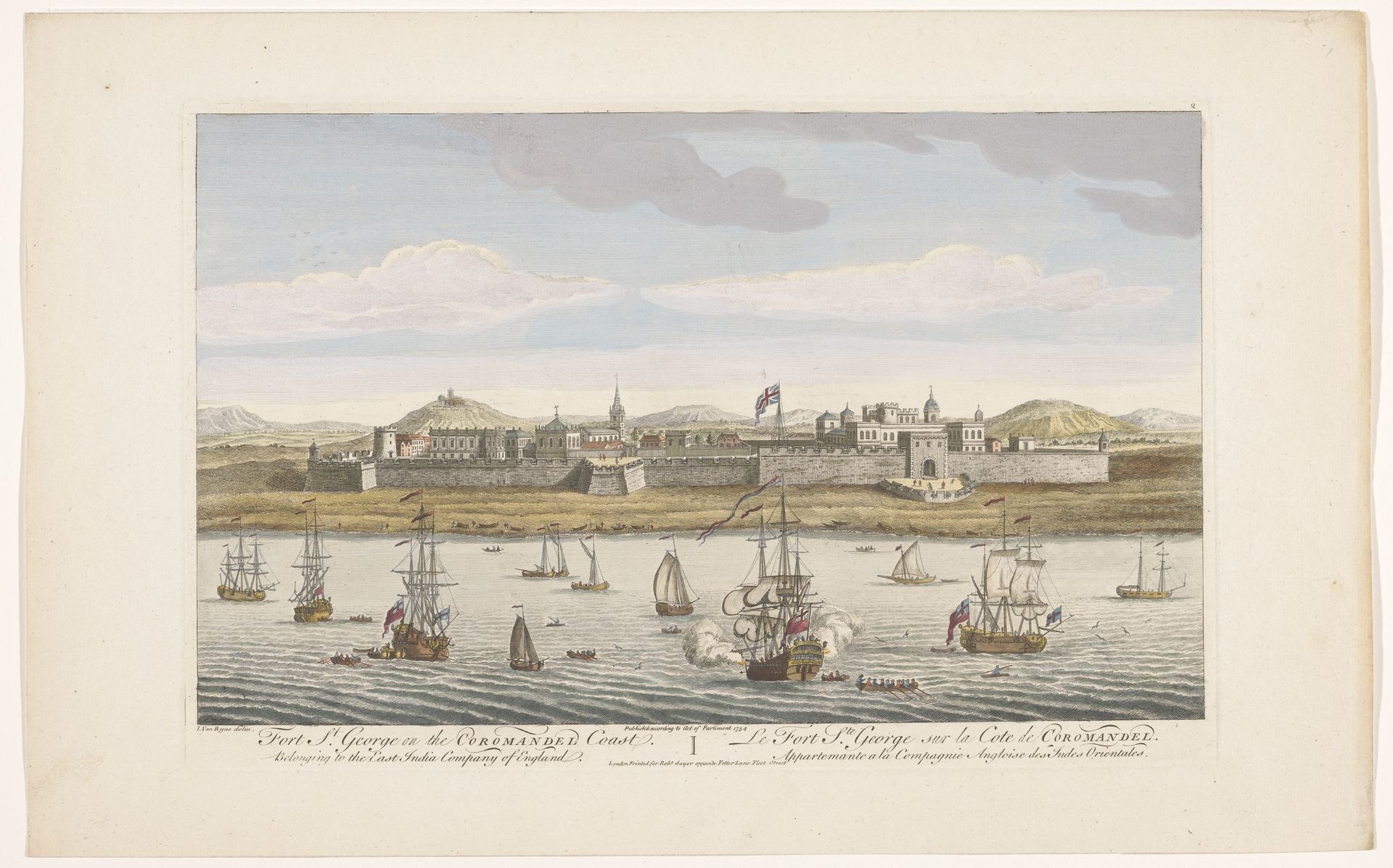 Gezicht op Fort Saint George te Madras by Robert Sayer