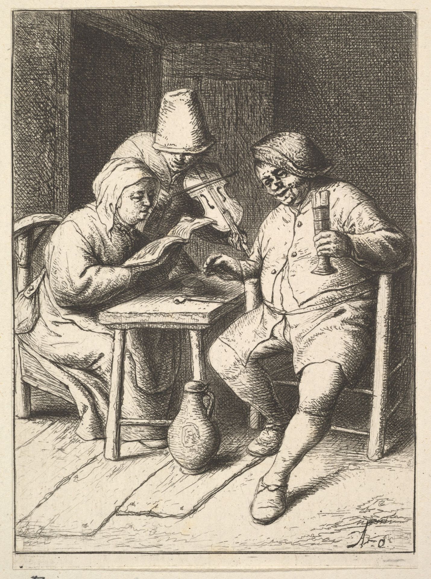 Singing Couple and Violin by Adriaen van Ostade