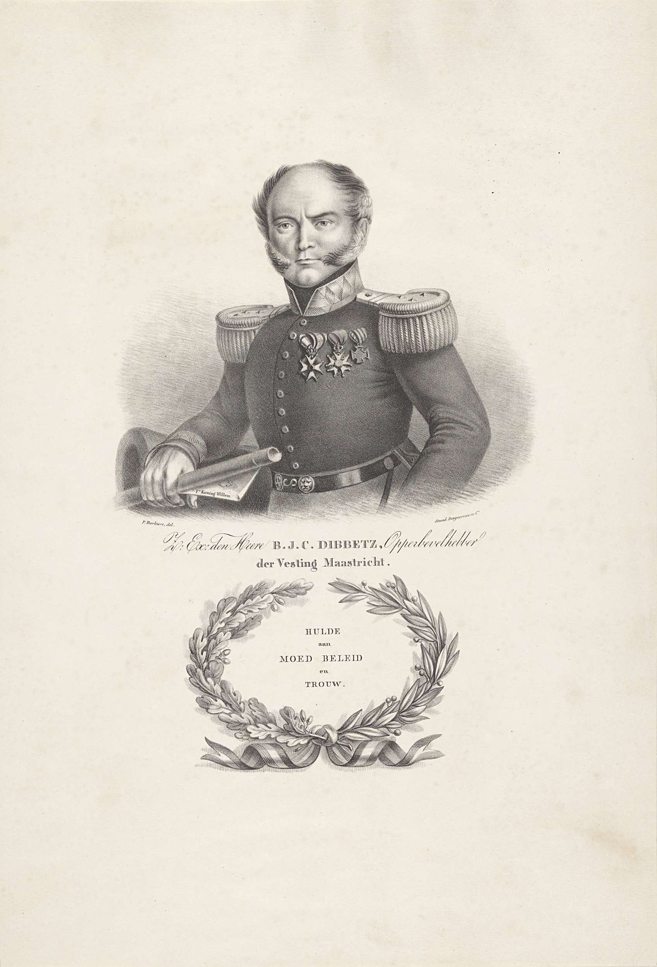 Portret van commandant Bernardus Johannes Cornelis Dibbets by Pieter (IV) Barbiers