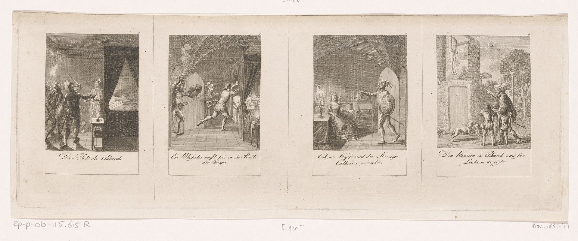 Vier voorstellingen uit de geschiedenis van de Bartholomeusnacht by Daniel Nikolaus Chodowiecki