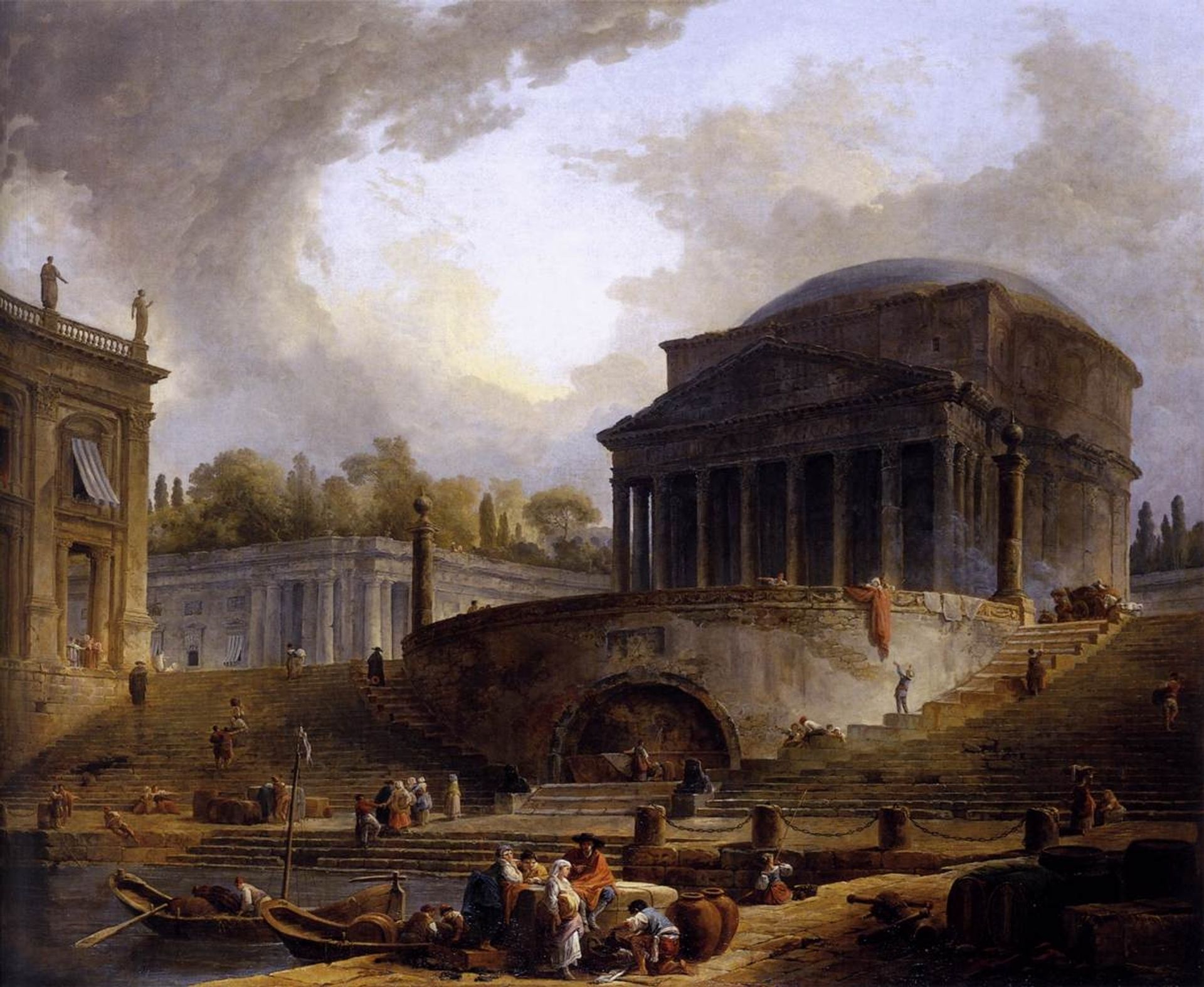 View of Ripetta by Hubert Robert