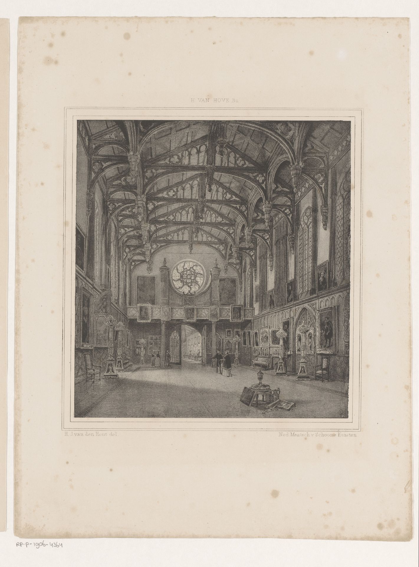 Interieur gotische zaal in Paleis Kneuterdijk by Hermanus Johannes van den Hout