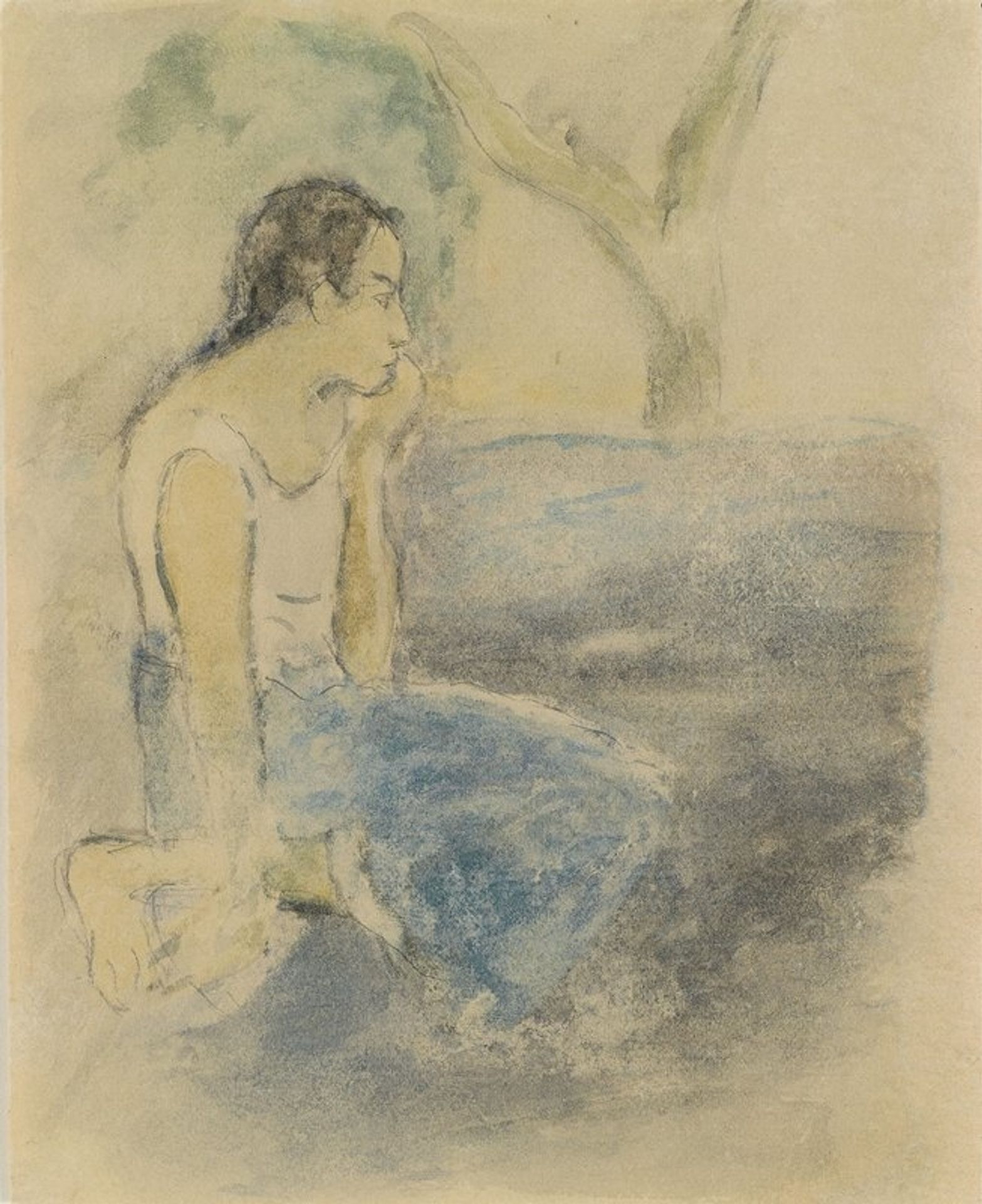 Tahitien assis by Paul Gauguin