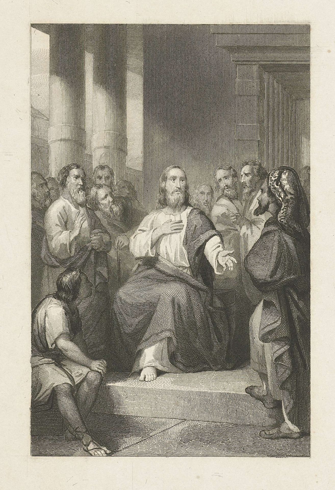 Christus disputeert met mannen in de tempel by Henricus Wilhelmus Couwenberg