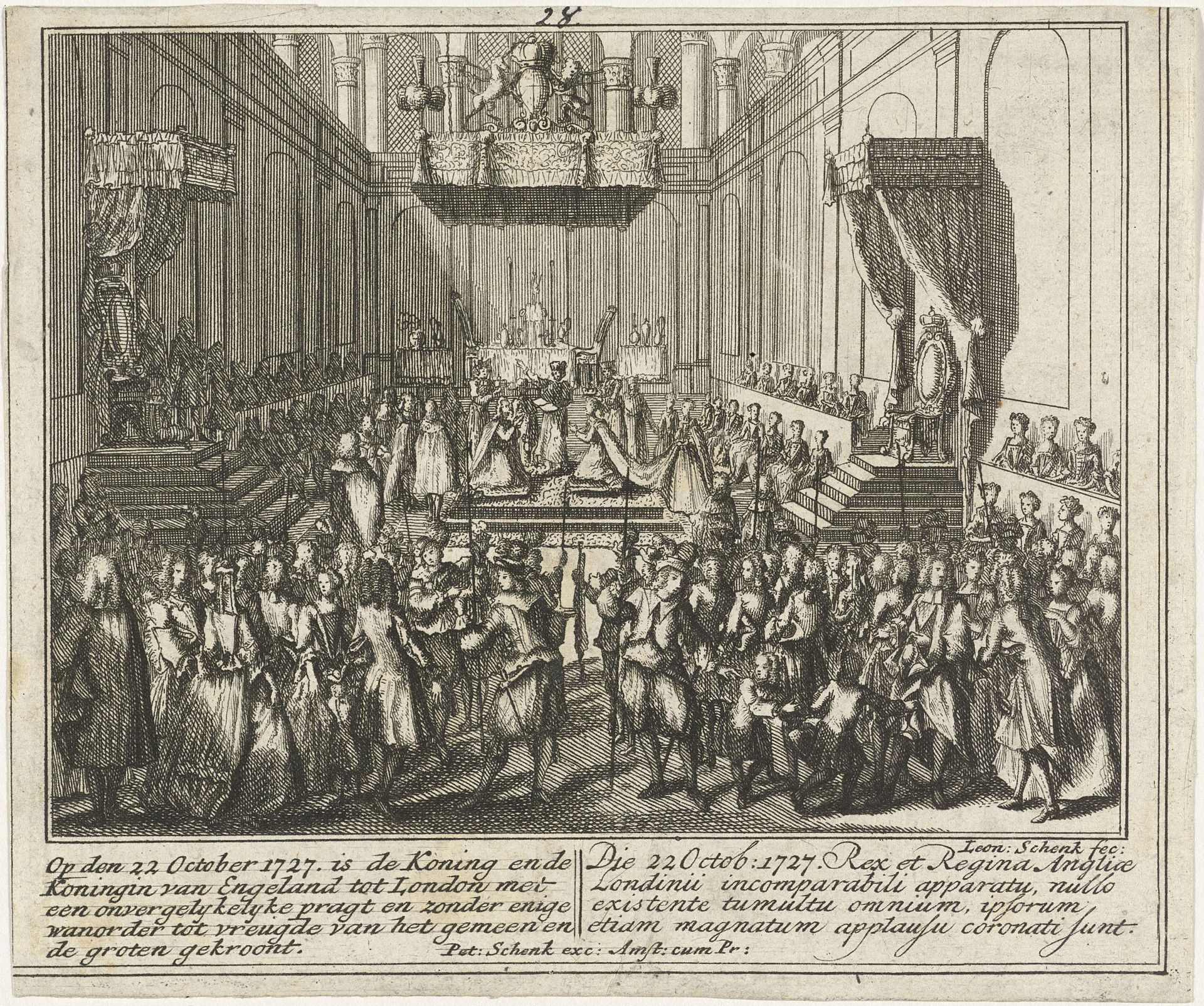 Kroning van George II, koning van Engeland by Leonard Schenk
