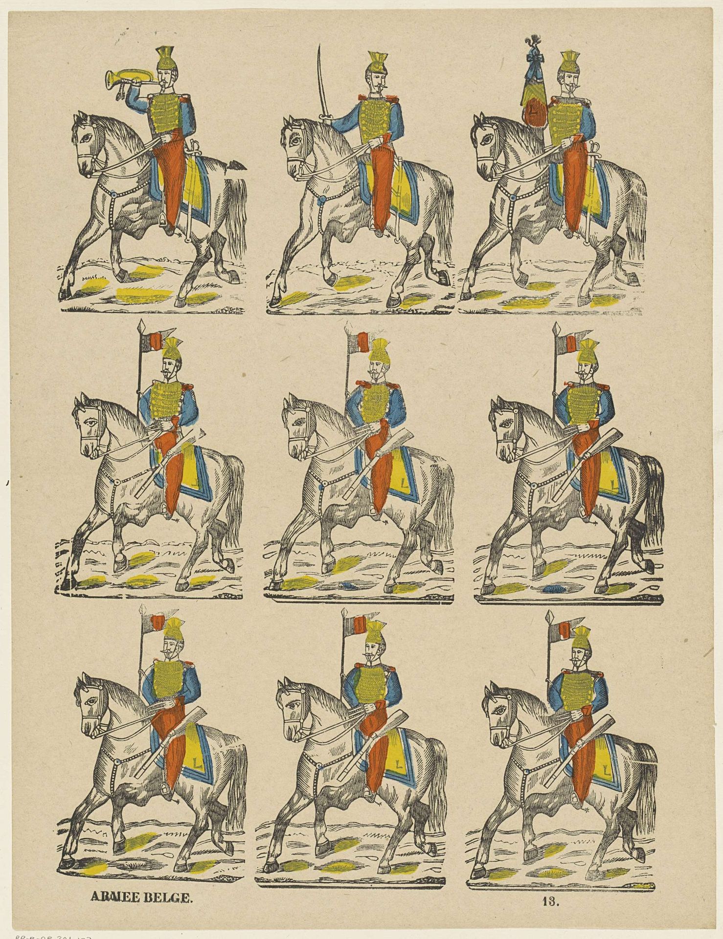 Belgische militairen te paard by Franciscus Antonius Beersmans