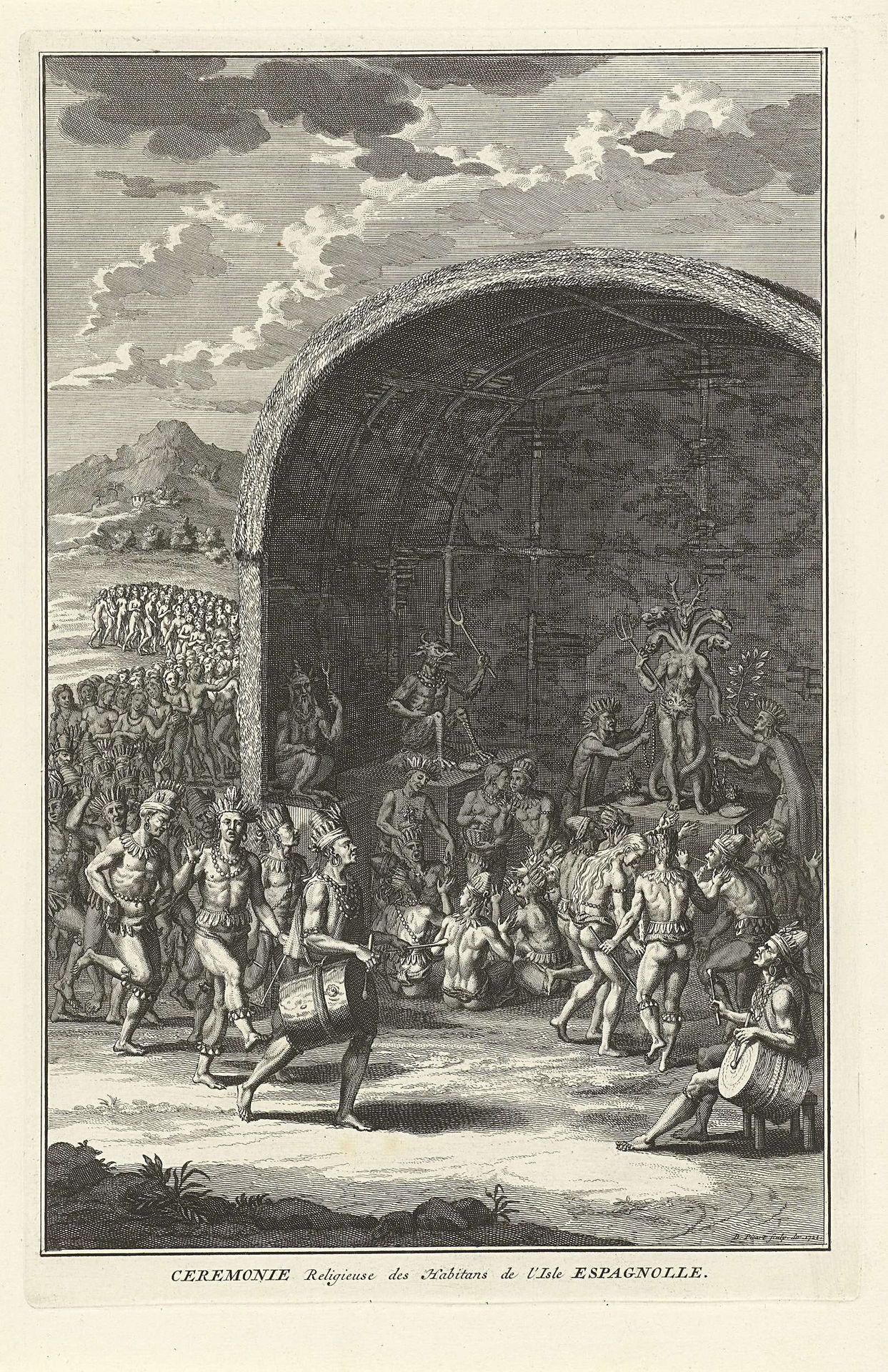 Voorstelling van een religieuze ceremonie op een van de Spaanse eilanden by Bernard Picart