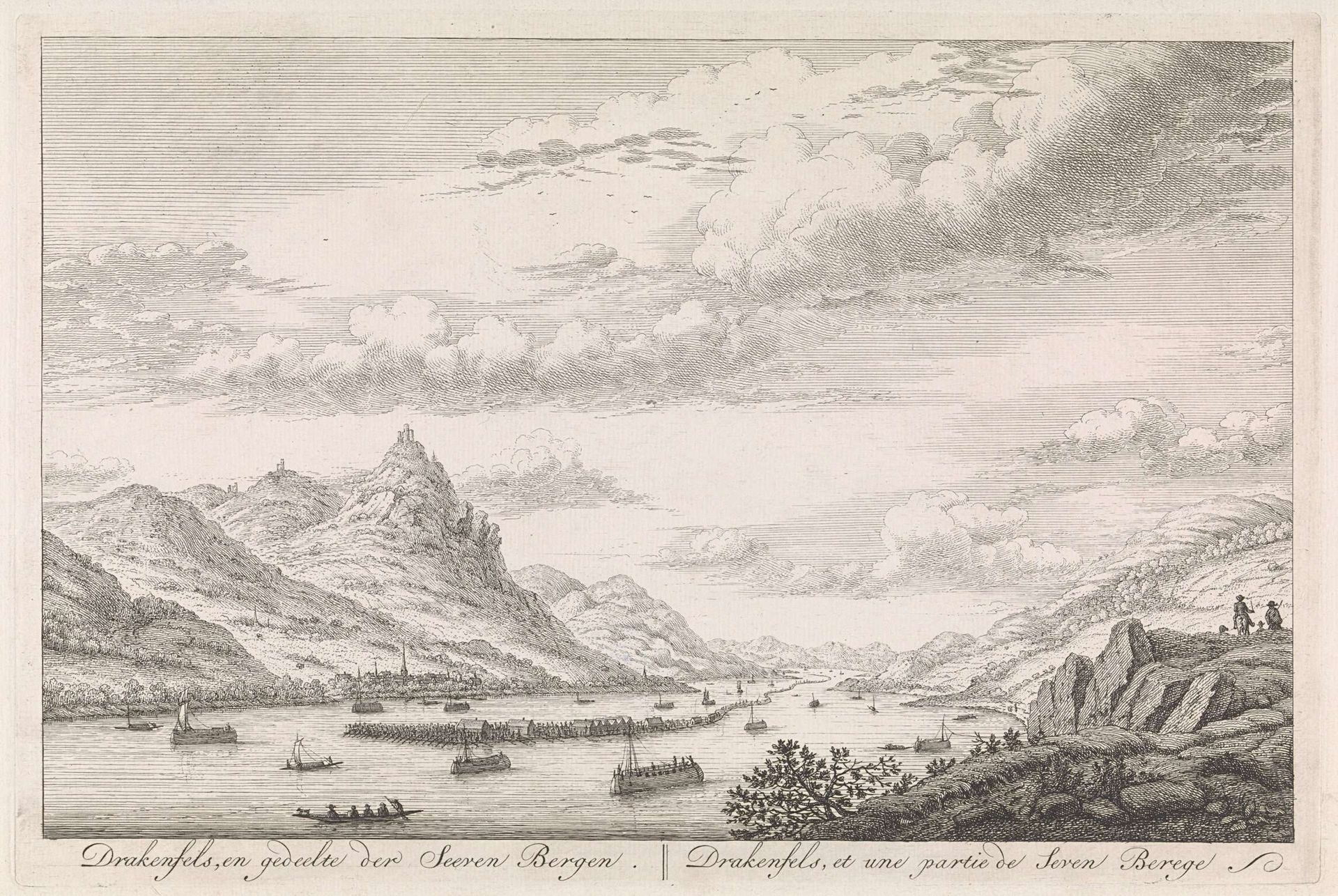 Drachenfels, aan de oever van de Rijn by Hendrik de Leth