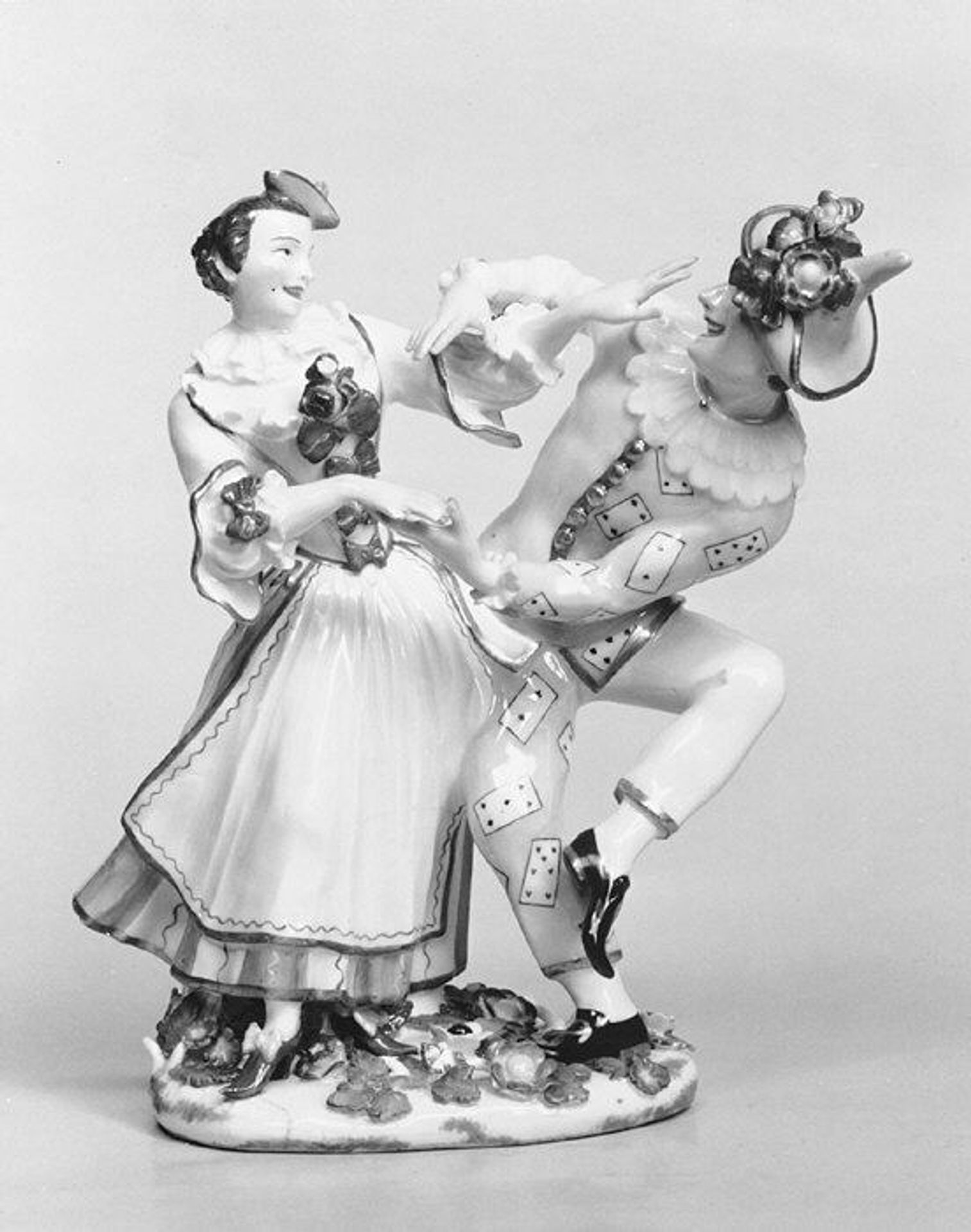 Harlequin and Columbine dancing by Meissen Manufactory