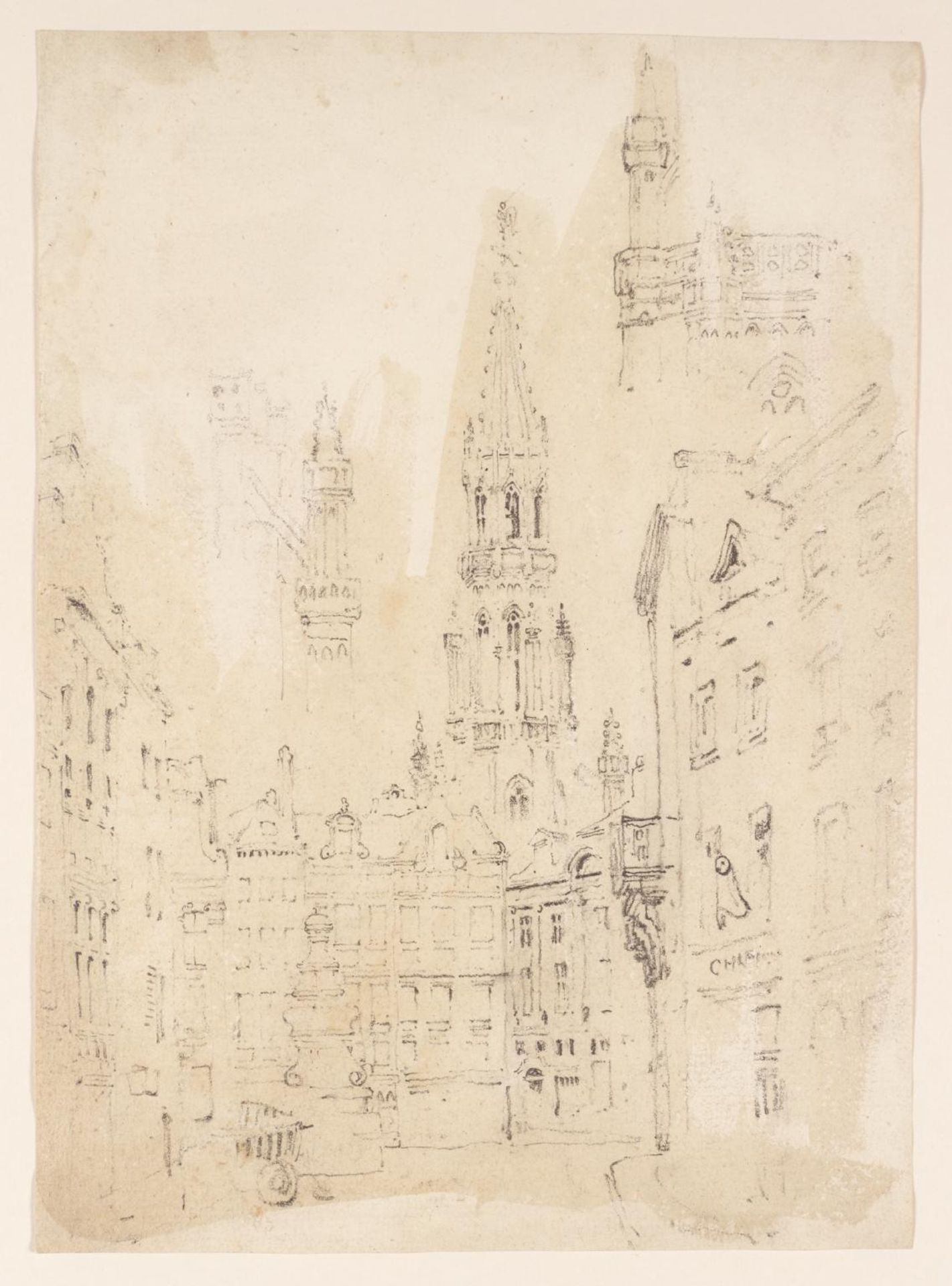 View of a French Town by British (?) School 19th century