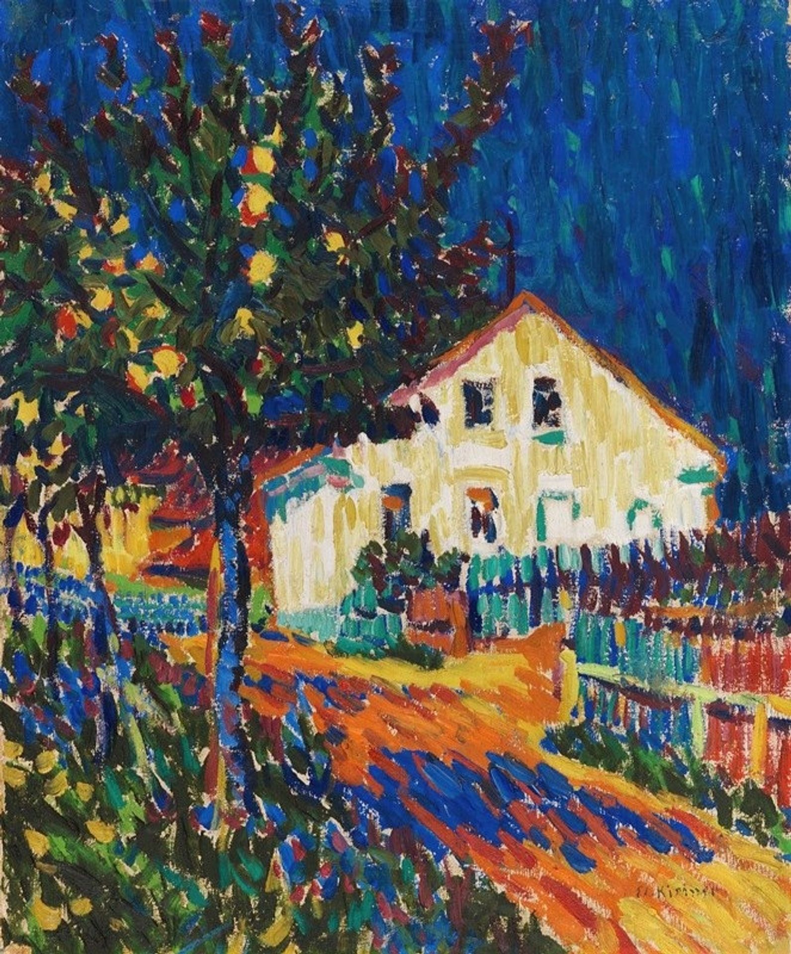 Dorfstraße mit Apfelbäumen by Ernst Ludwig Kirchner