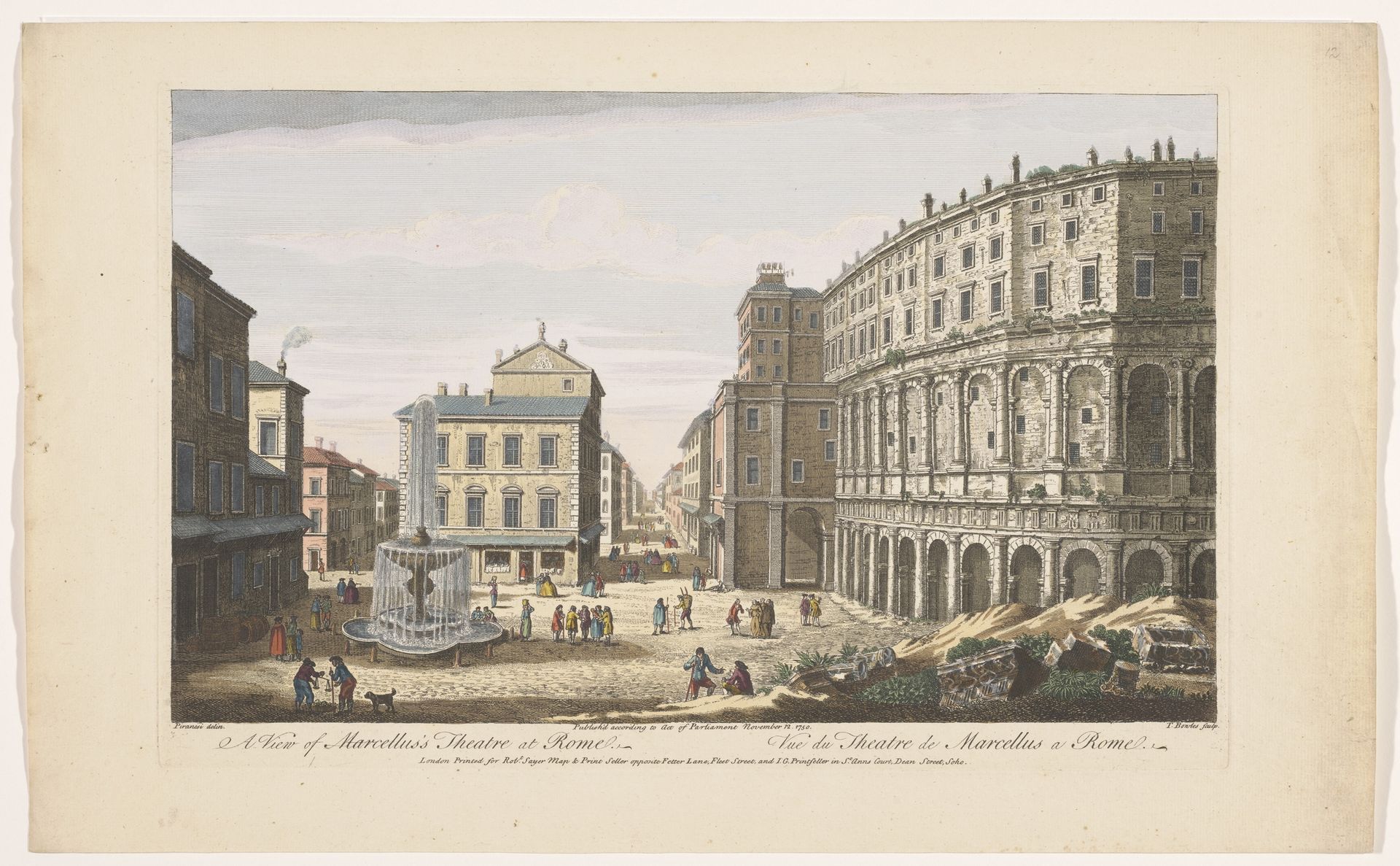 Gezicht op het Theater van Marcellus te Rome by Robert Sayer