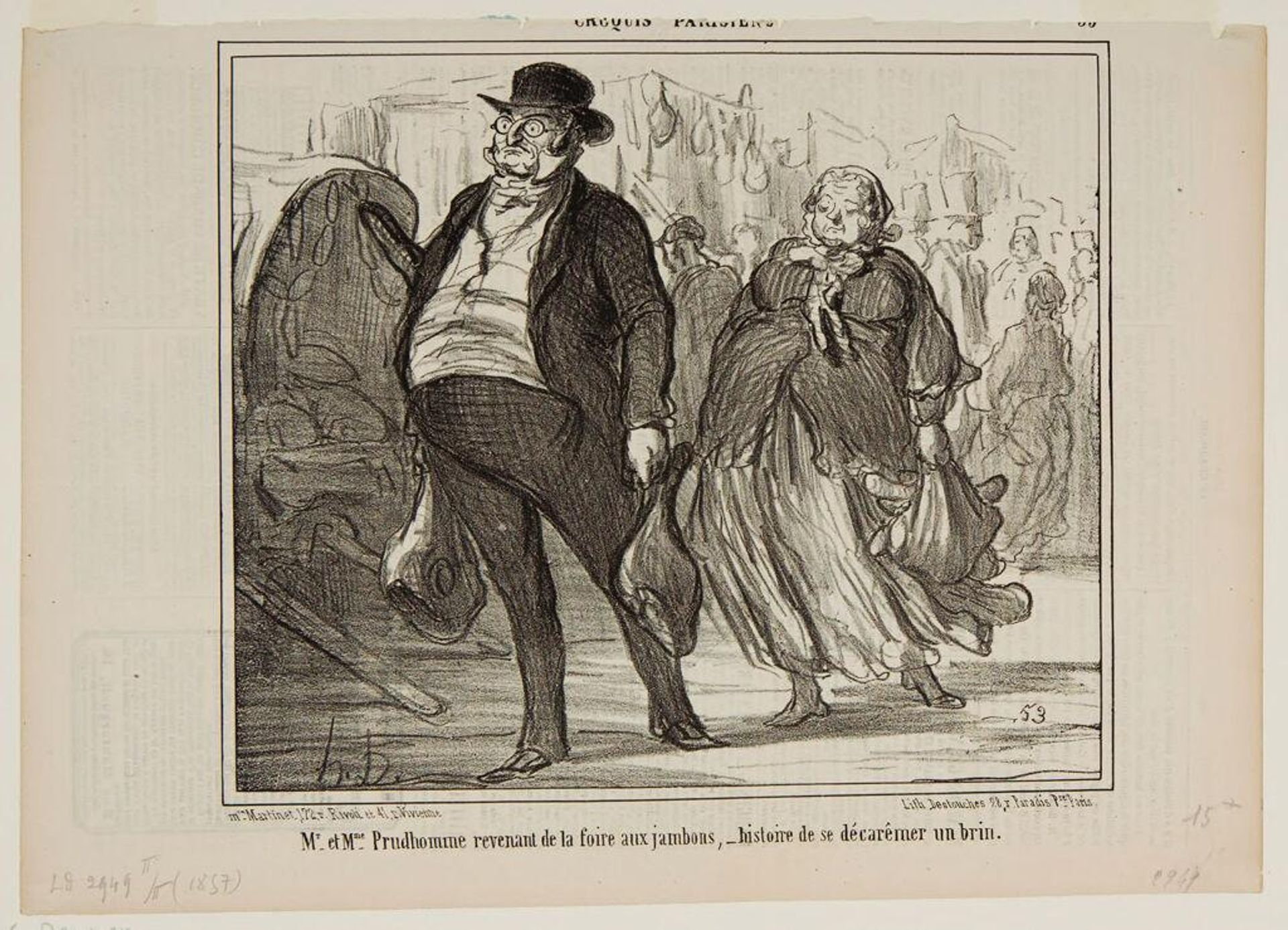 Mr. and Mrs. Prudhomme Returning from the Ham Fair by Honoré Daumier