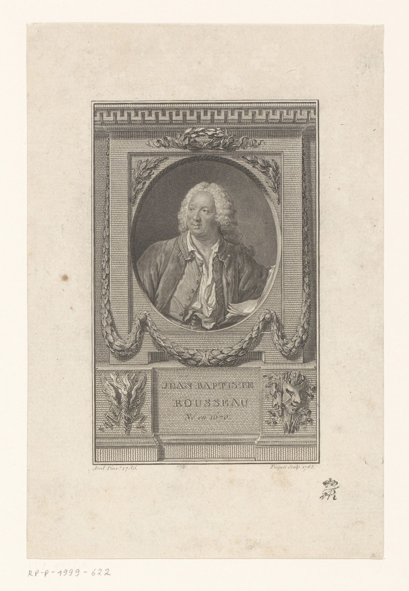 Portret van Jean-Baptiste Rousseau by Etienne Ficquet