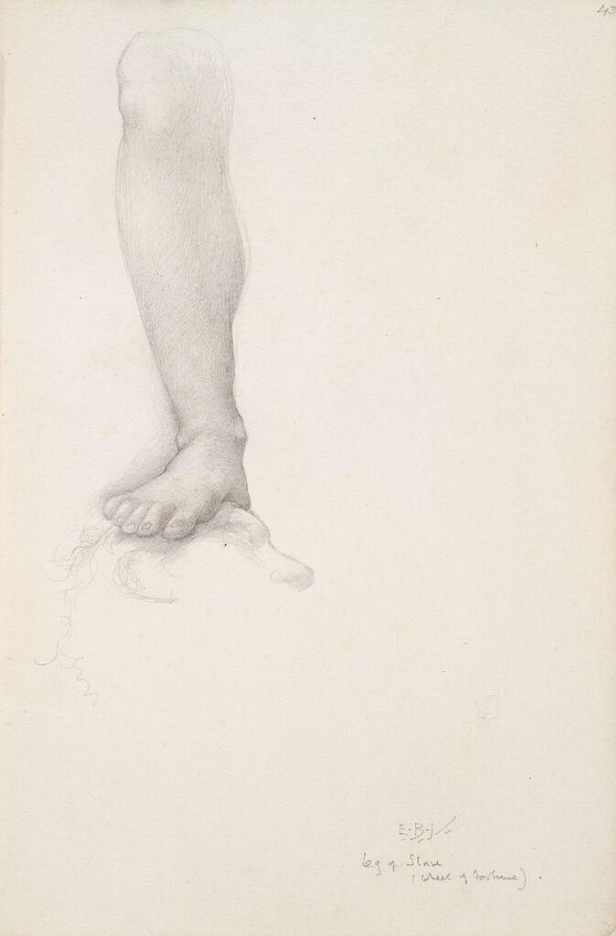 Leg of a Slave, for "The Wheel of Fortune"; verso: blank by Edward Burne-Jones