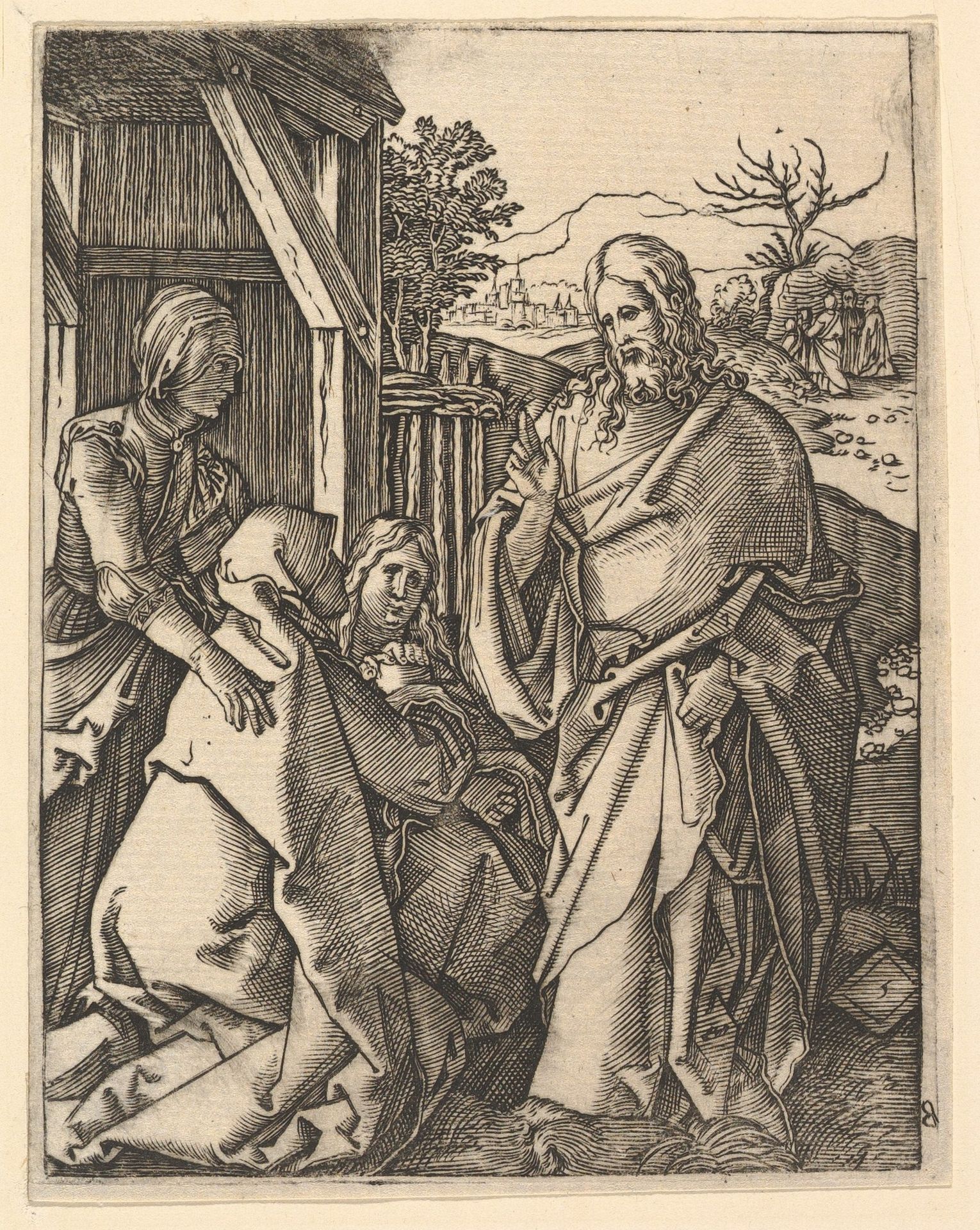 Christ Taking Leave of His Mother, after Dürer by Marcantonio Raimondi