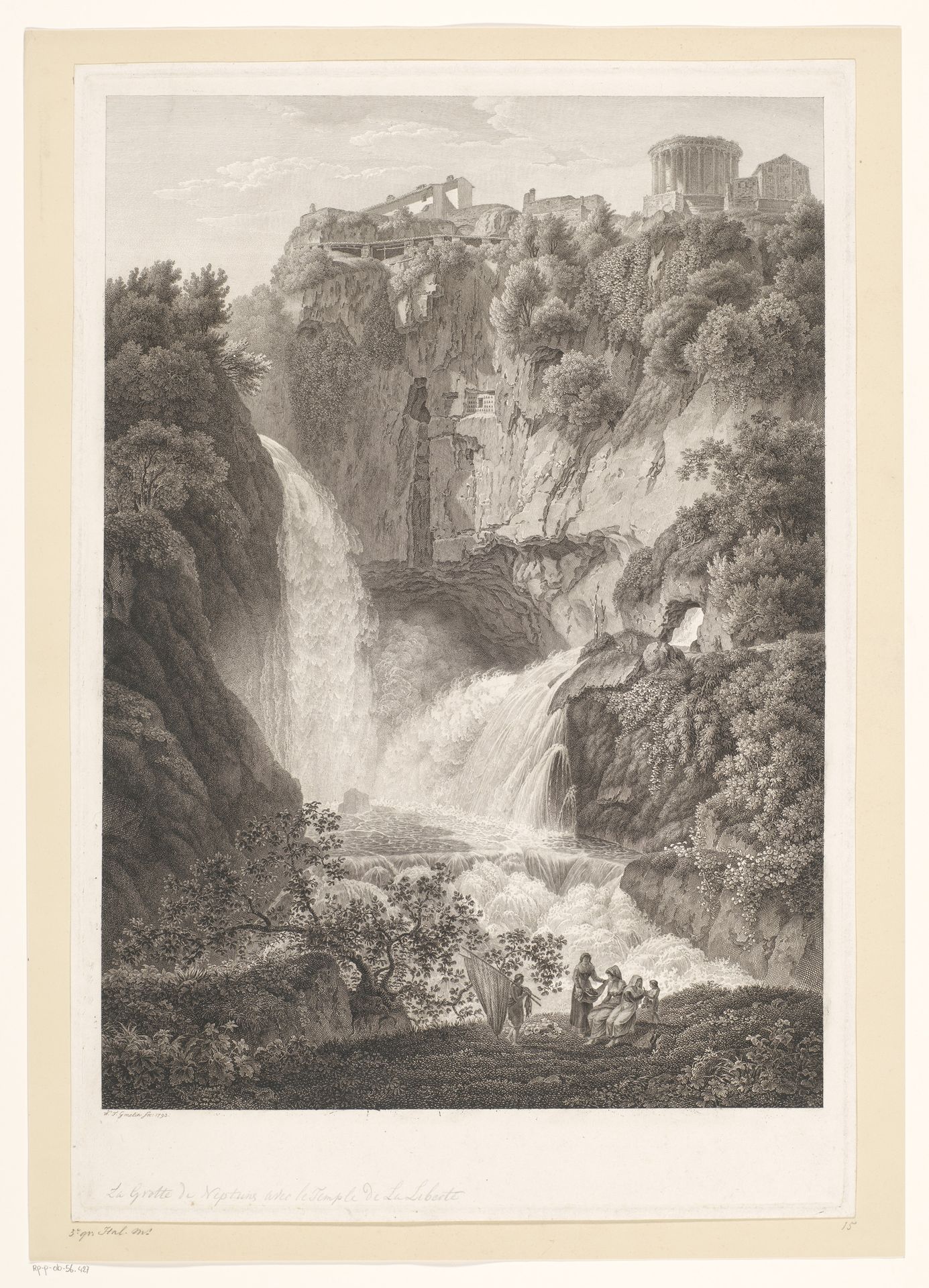 Zicht op de grot van Neptunus in Tivoli by Friedrich Wilhelm Gmelin