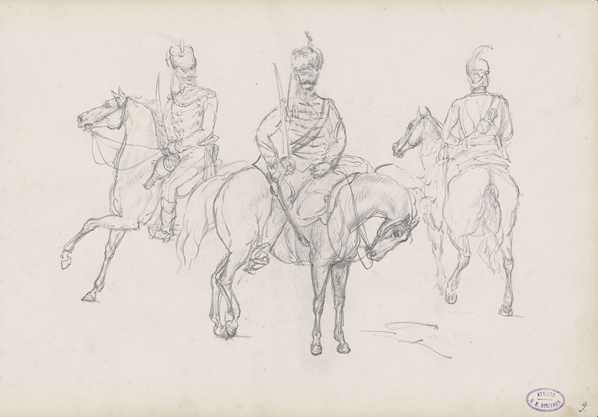 Twee huzaren en een kurassier by George Hendrik Breitner