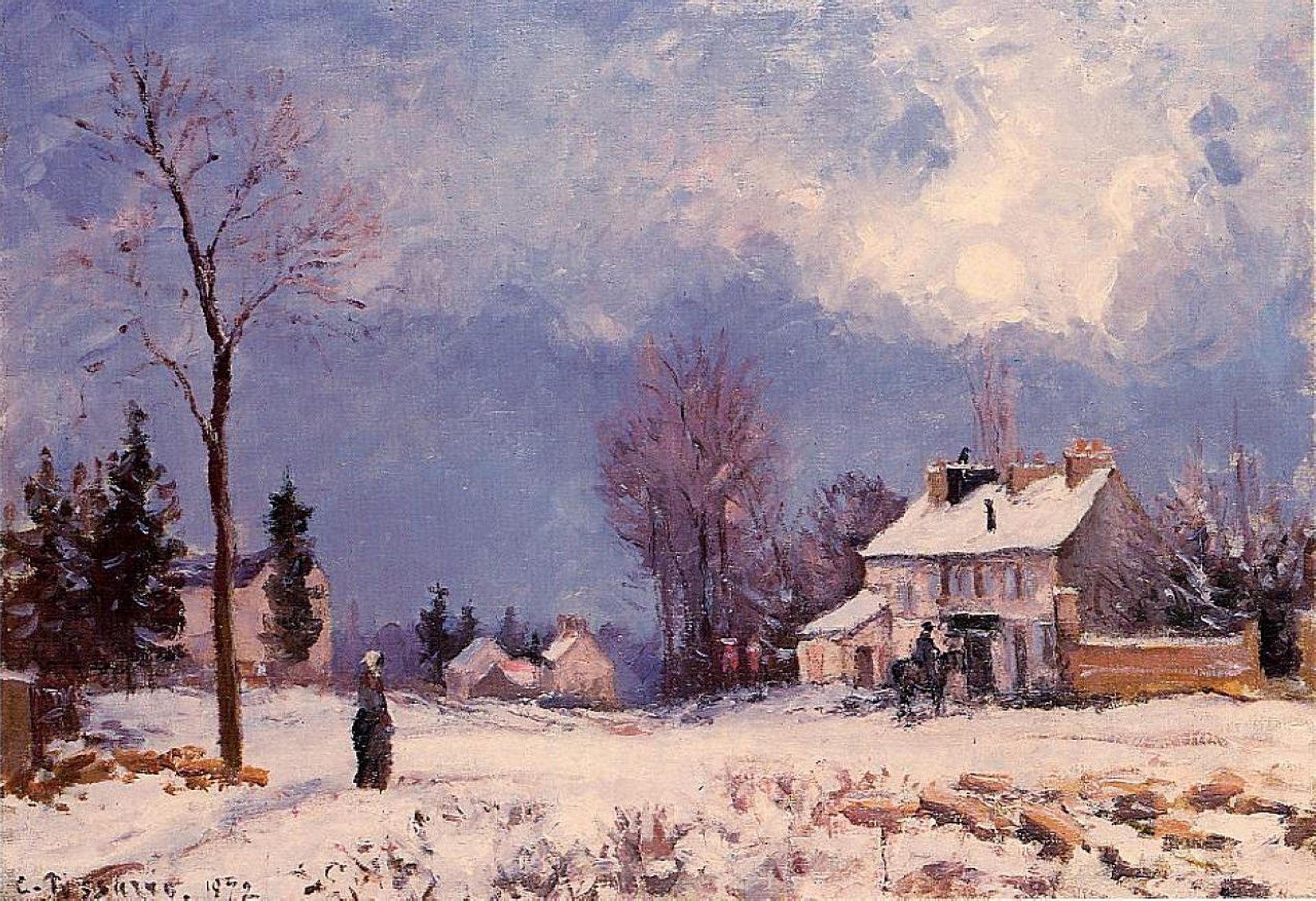 The Road from Versalles to Saint Germain at Louveciennes by Camille Pissarro