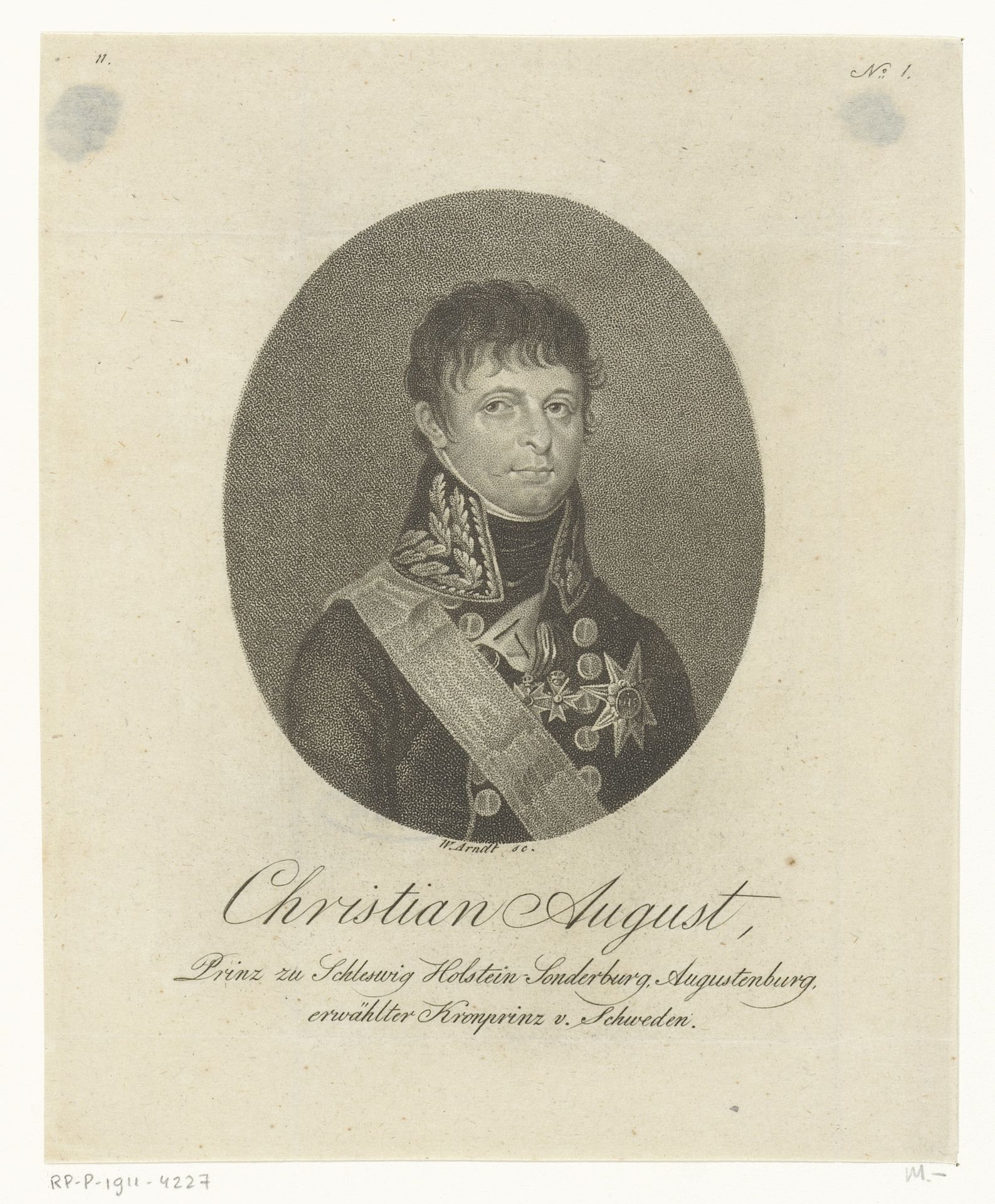 Portret van Christian August von Schleswig-Holstein by Wilhelm Arndt