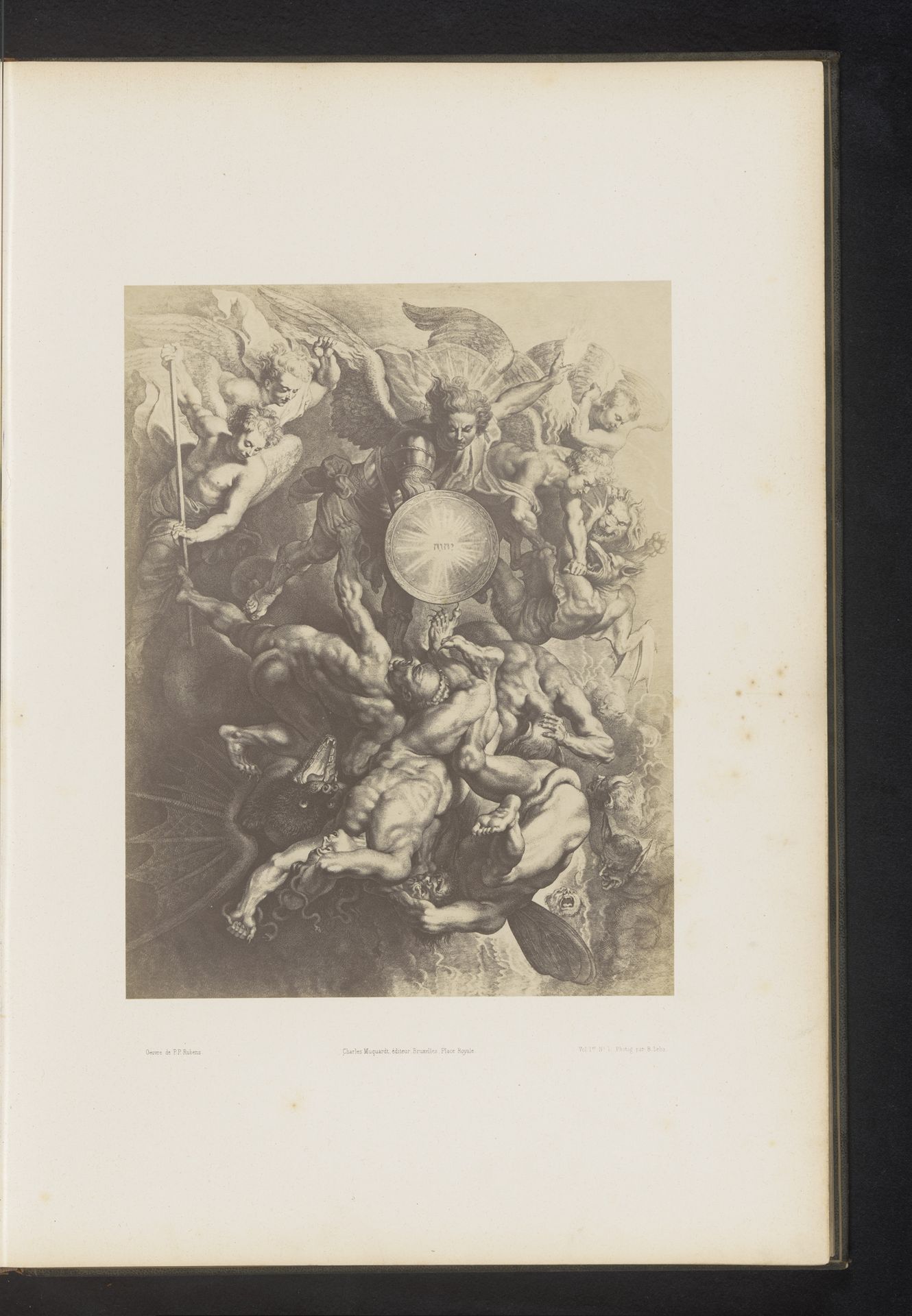 Fotoreproductie van een gravure van De val van de opstandige engelen door Lucas Vorsterman, naar het schilderij door Peter Paul Rubens by Jean Louis Bargignac