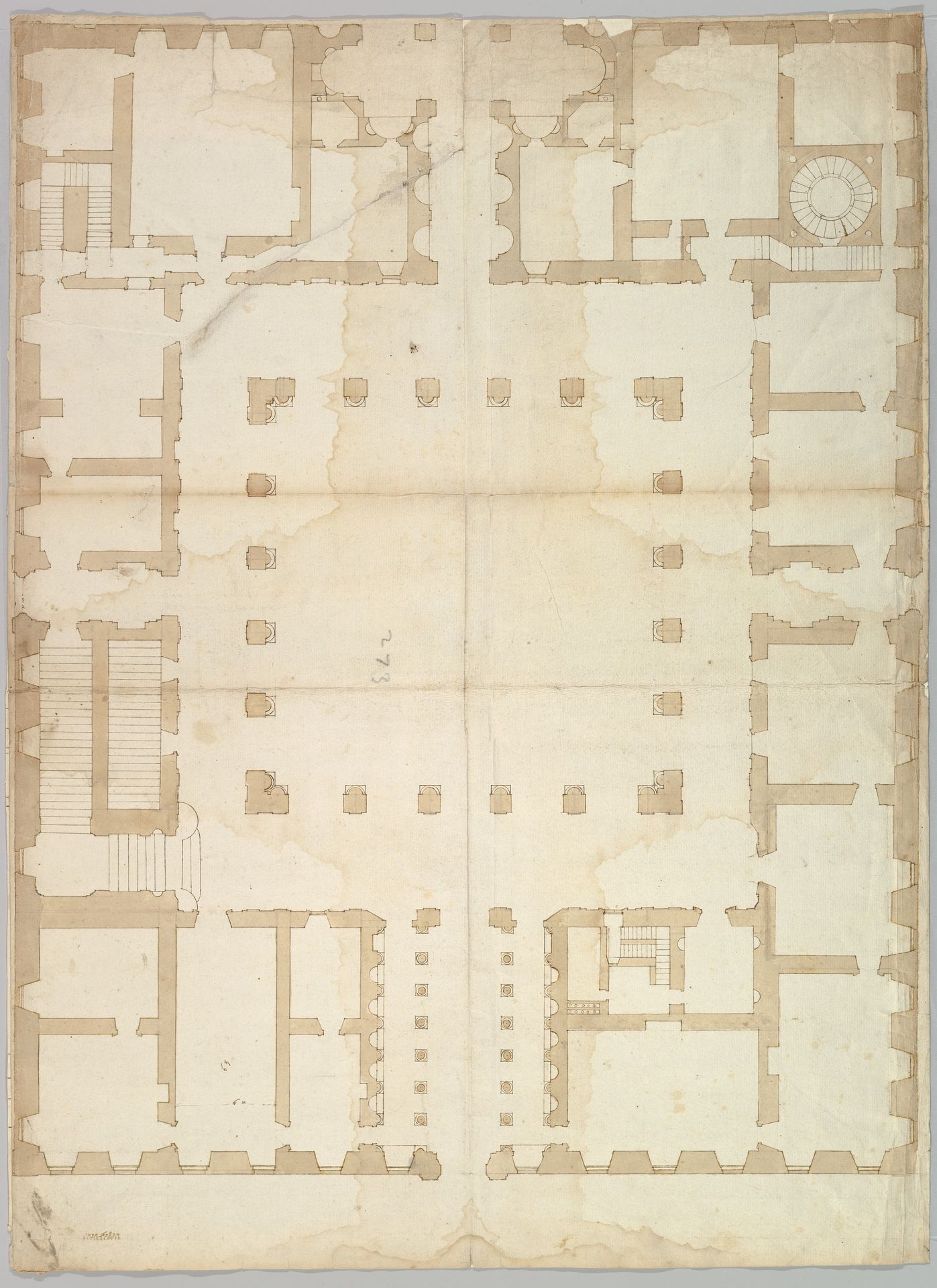 Palazzo Farnese, plan, ground floor (recto) blank (verso) by Anonymous