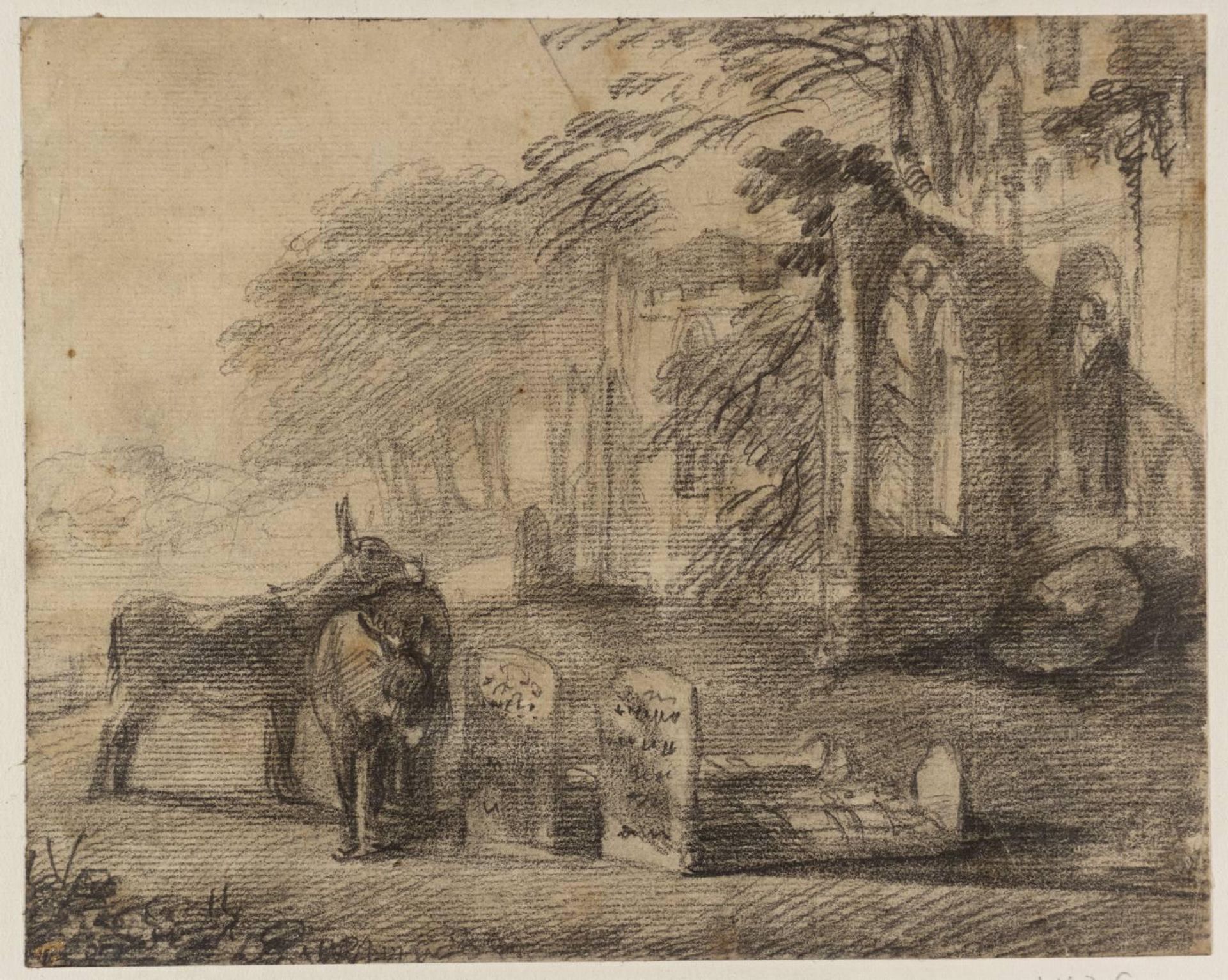 Churchyard with Donkeys by Thomas Gainsborough