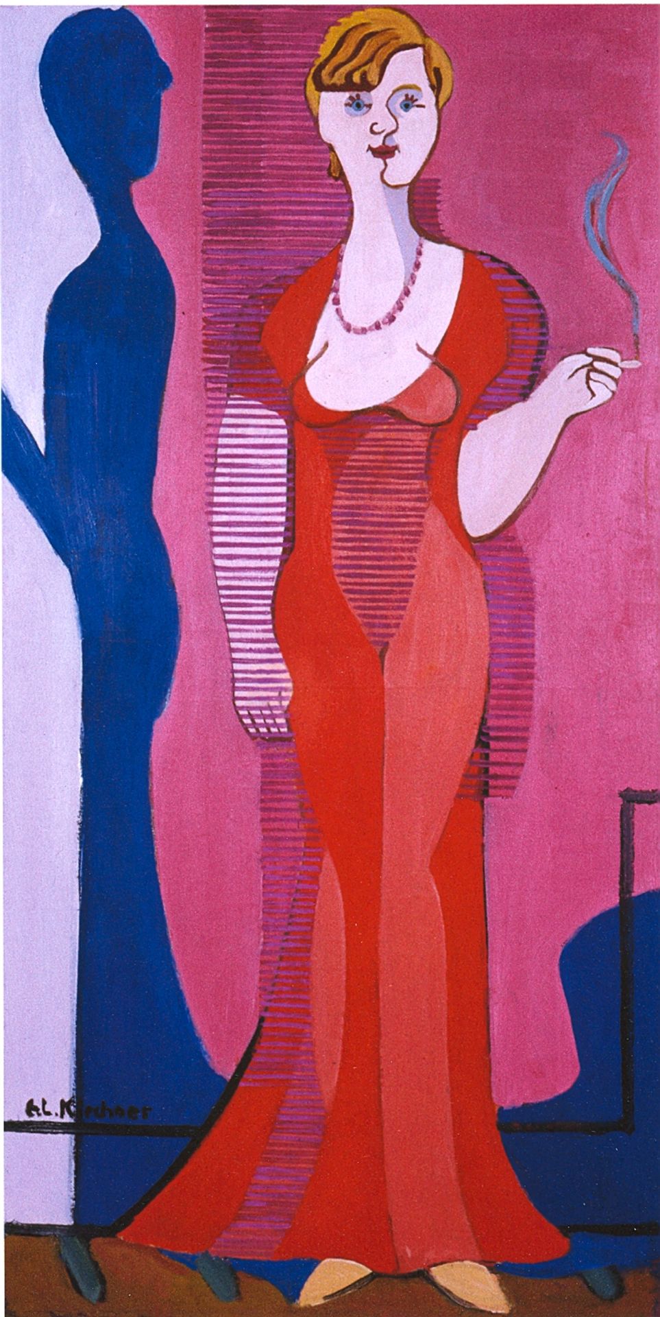 Blond Woman in a Red Dress, Portrait of Elisabeth Hembus by Ernst Ludwig Kirchner