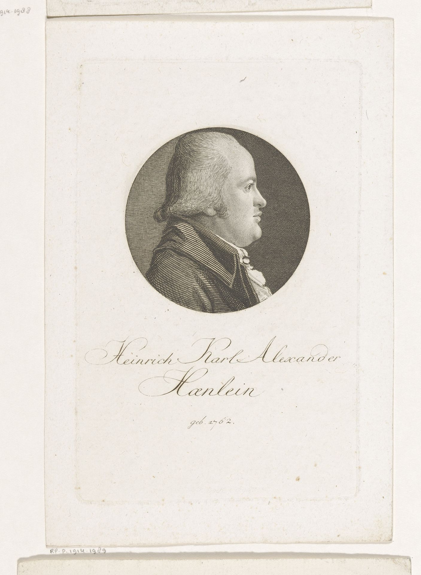 Portret van Heinrich Carl Alexander Hänlein by Christoph-Wilhelm Bock