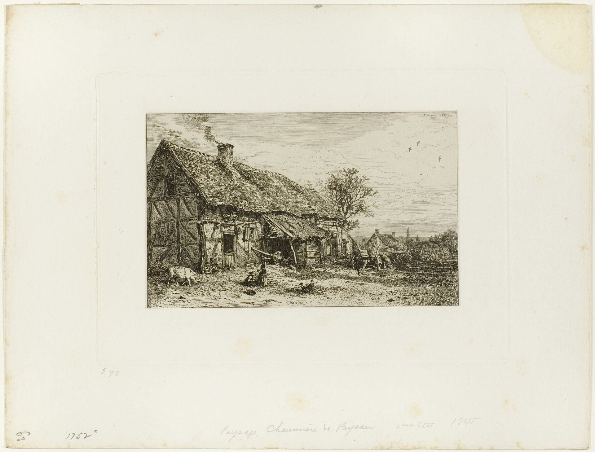 Lanscape with Peasant Dwelling by Charles Jacque