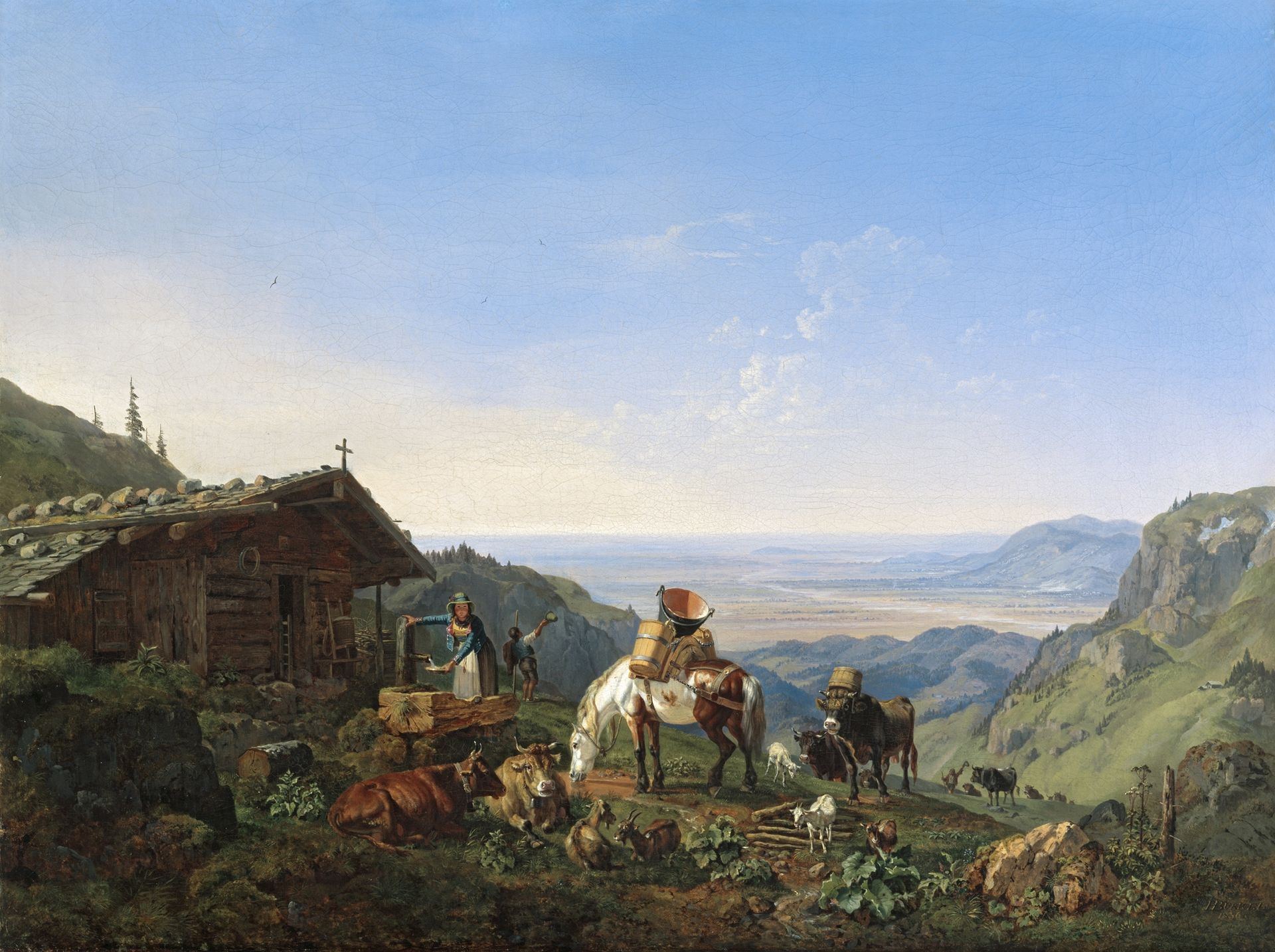 Auftrieb Zur Alm An Der Benediktenwand by Heinrich Bürkel