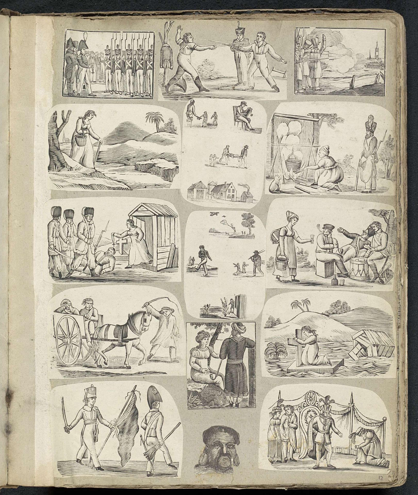 Albumblad met diverse voorstellingen by Alexander Cranendoncq